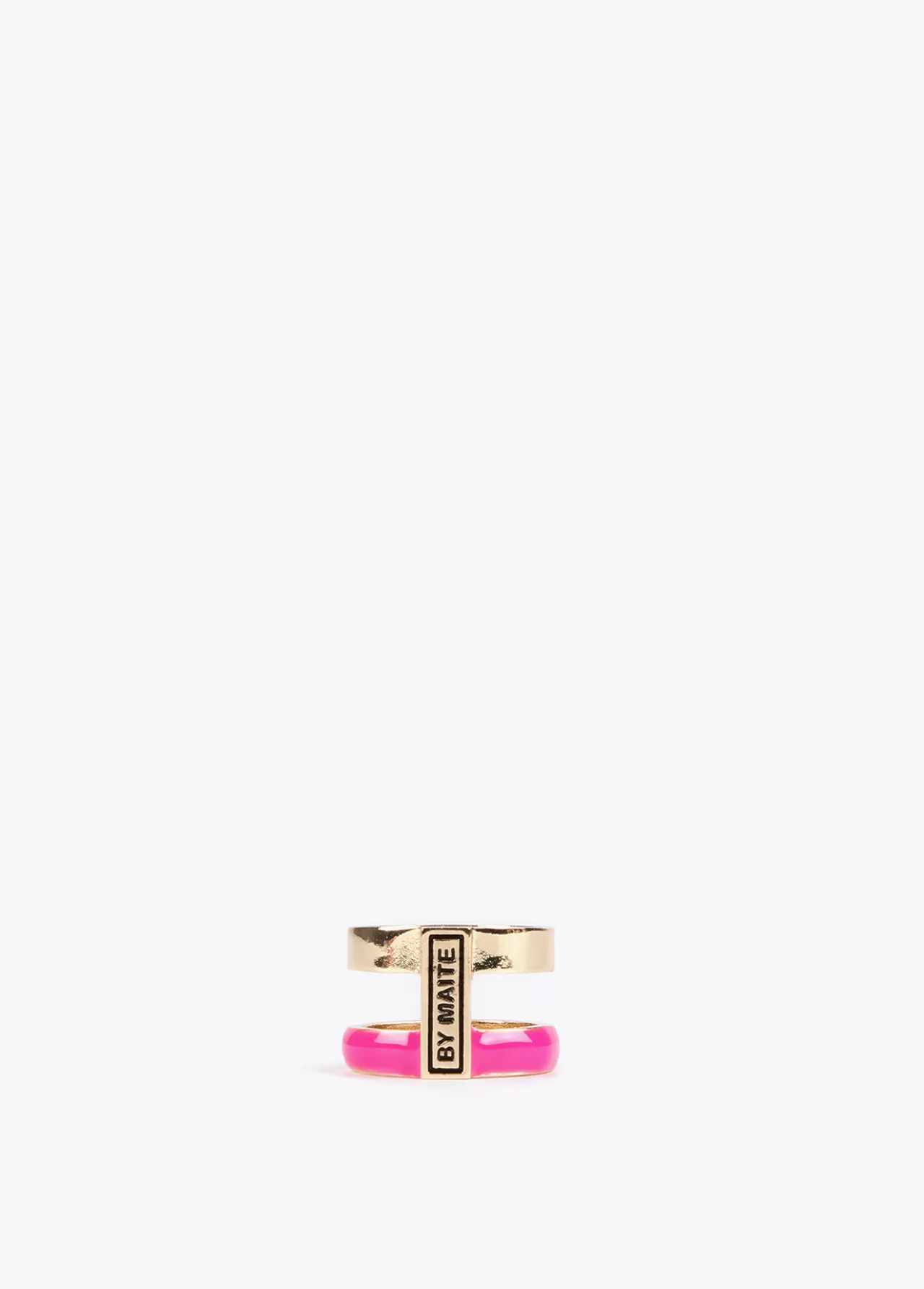 Lola Casademunt Anillo doble aro FUCSIA Sale