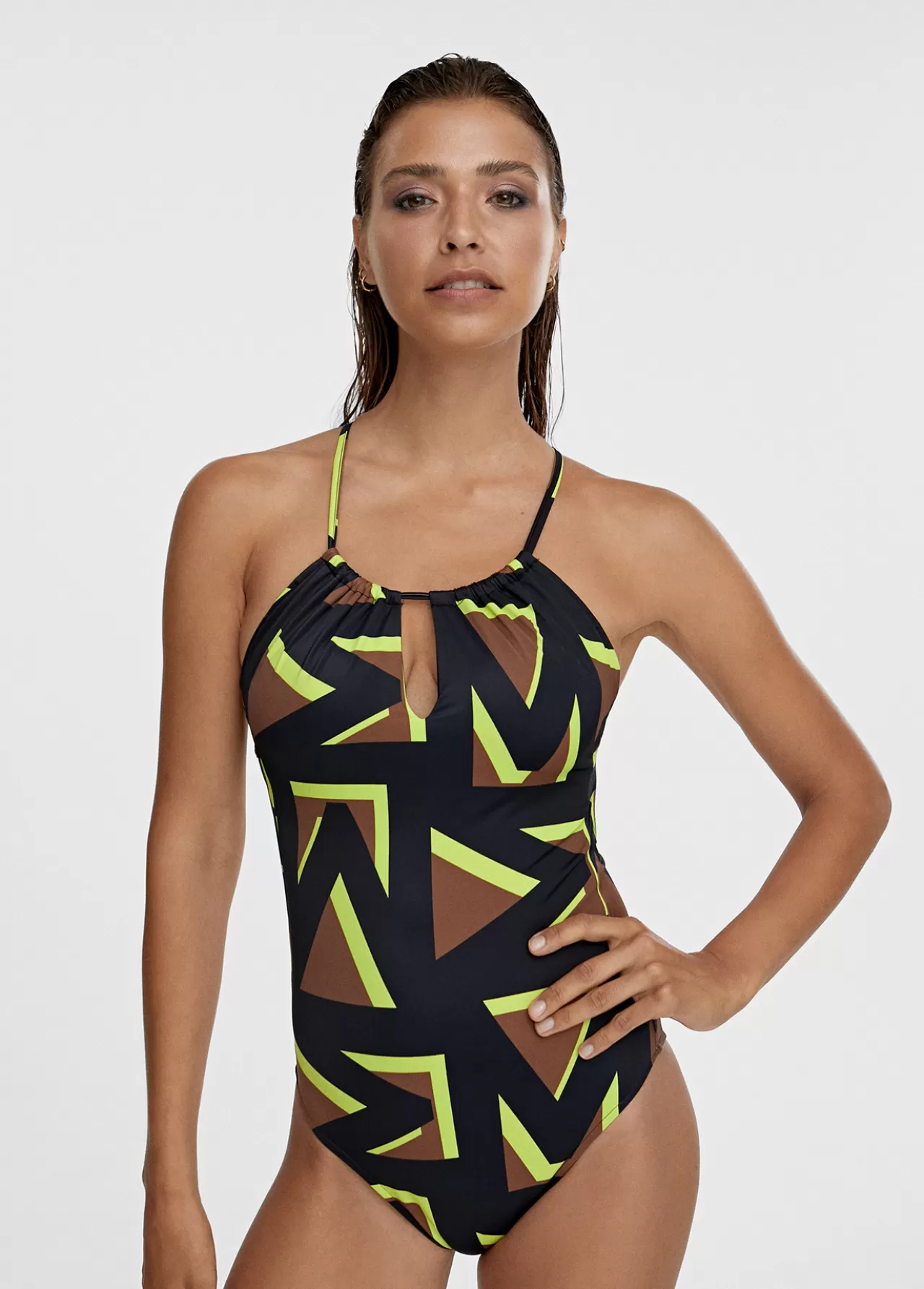 Lola Casademunt Bañador logomania NEGRO-VERDE Discount