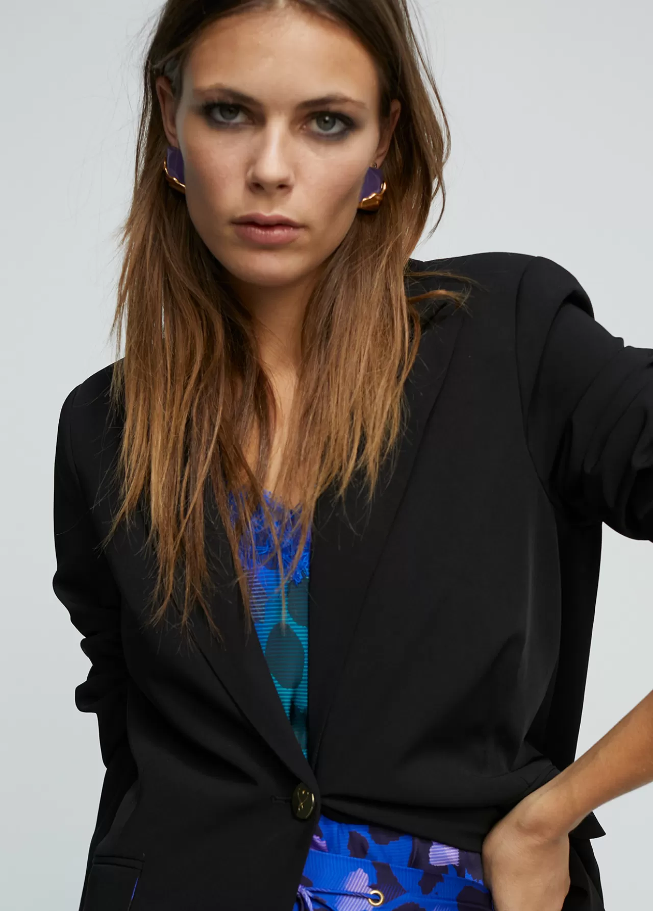 Lola Casademunt Blazer forro contraste NEGRO Best Sale