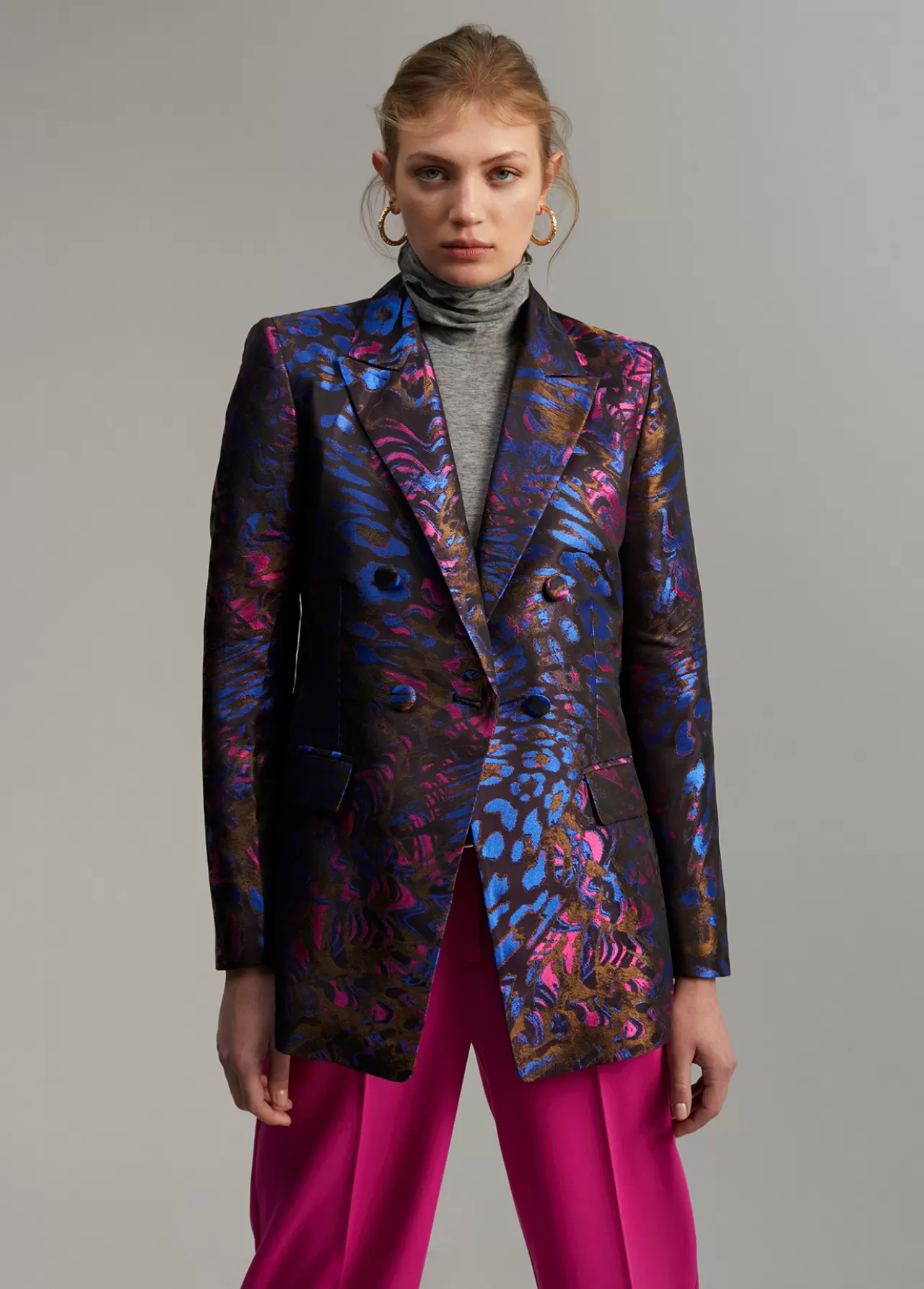 Lola Casademunt Blazer jacquard estampado AZUL-MULTICOLOR Cheap