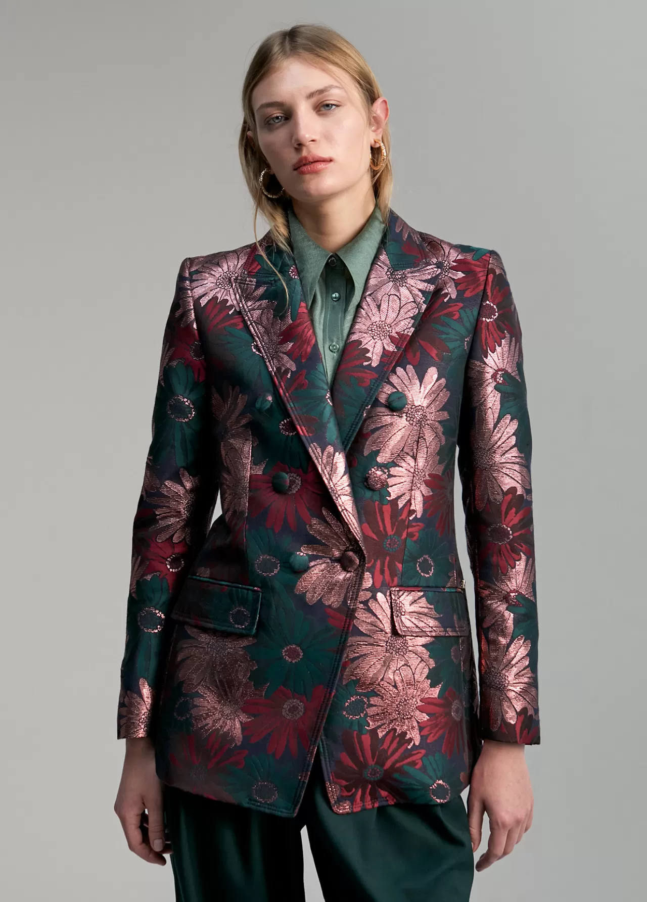 Lola Casademunt Blazer jacquard floral VERDE-MULTICOLOR Shop