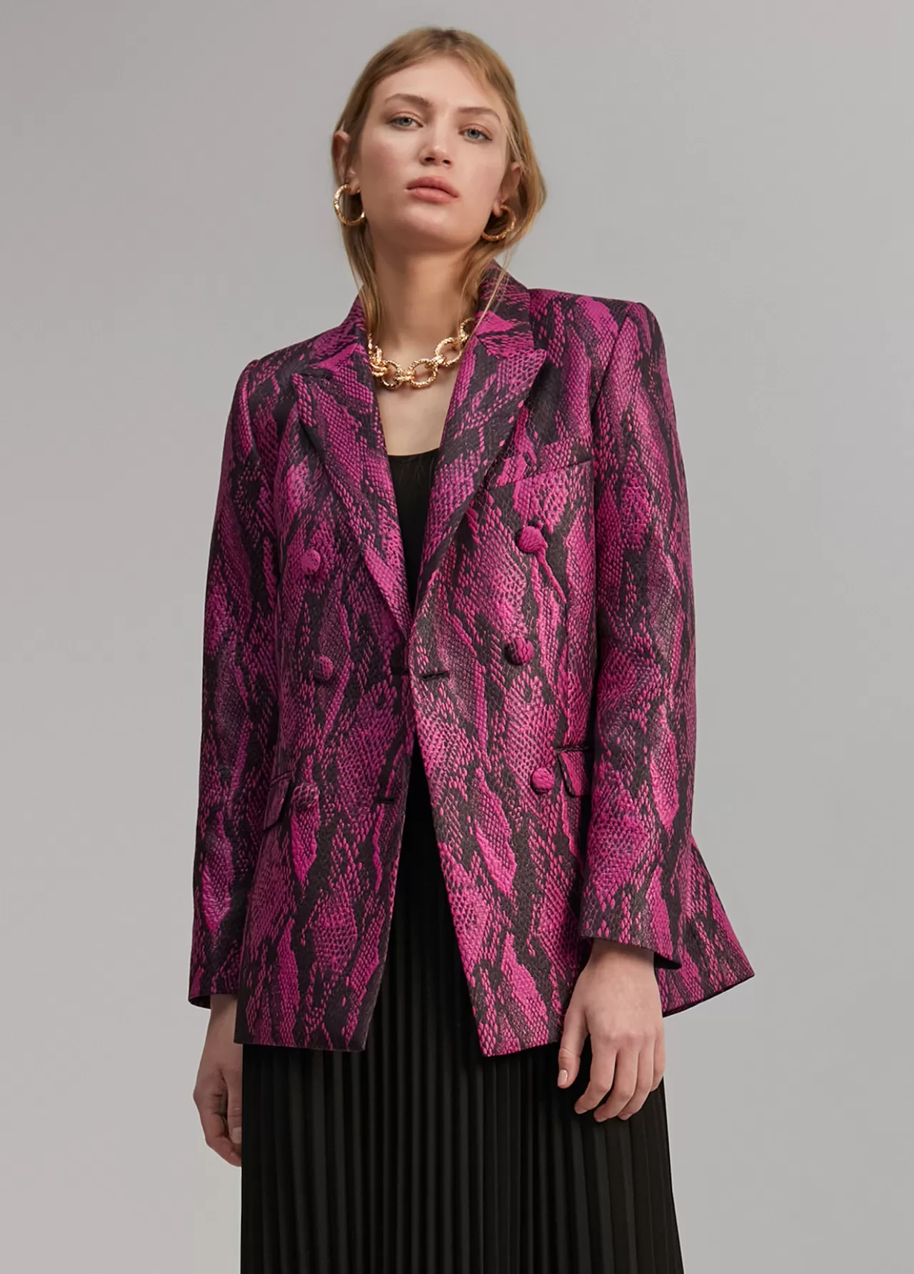 Lola Casademunt Blazer jacquard serpiente ROSA-NEGRO Cheap