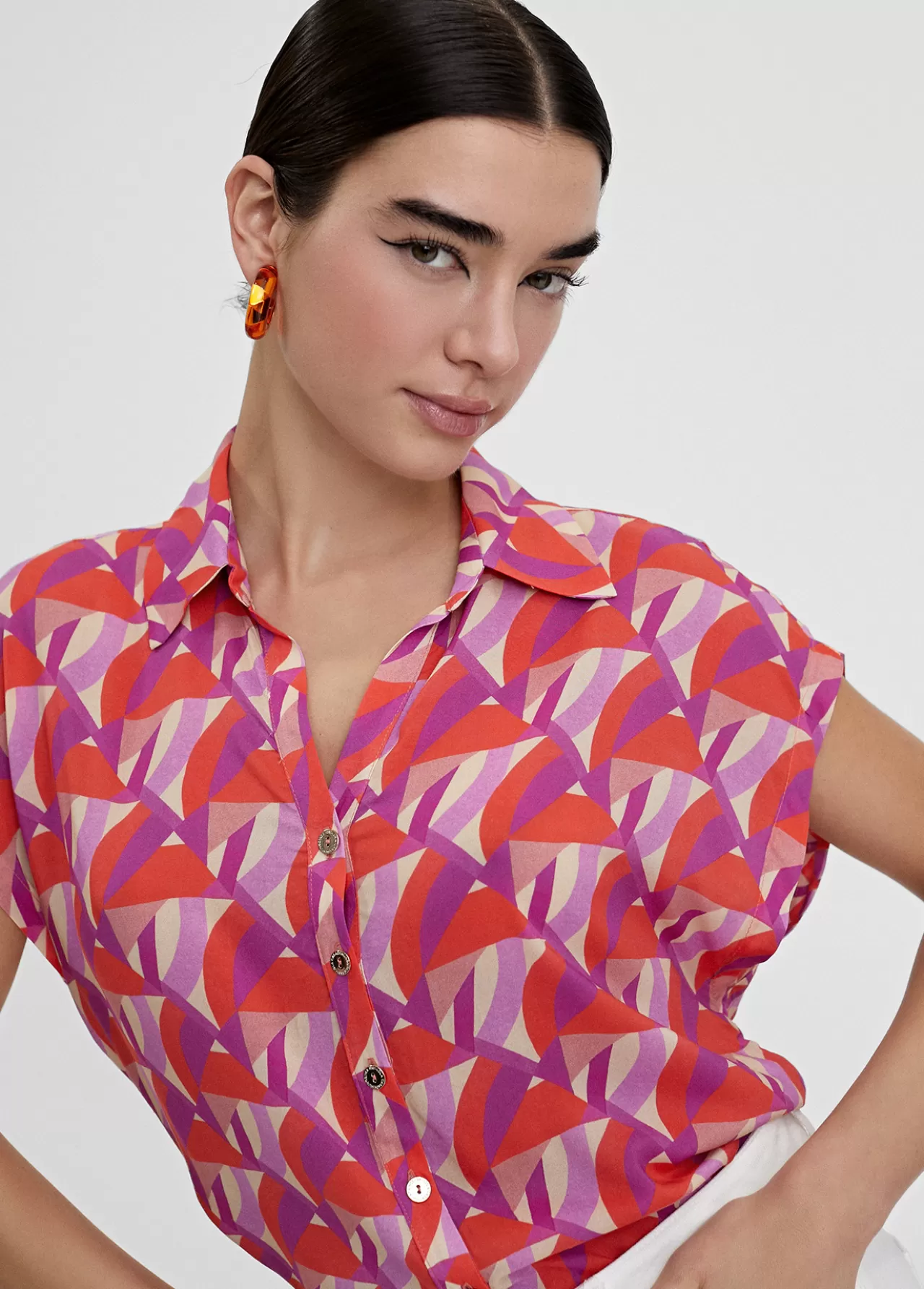 Lola Casademunt Blusa fluida estampada ROJO-LILA Outlet