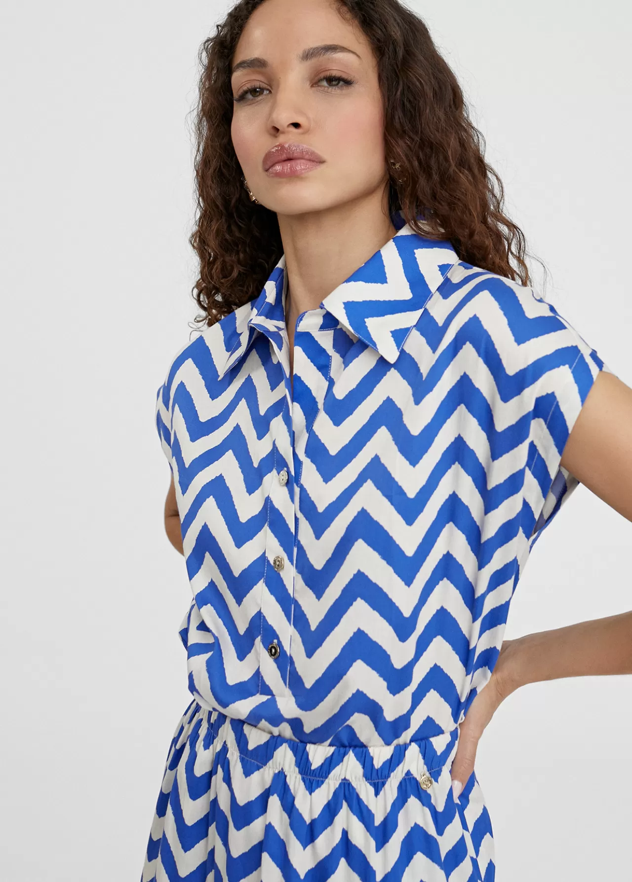 Lola Casademunt Blusa rayas zig zag AZUL-BLANCO Clearance