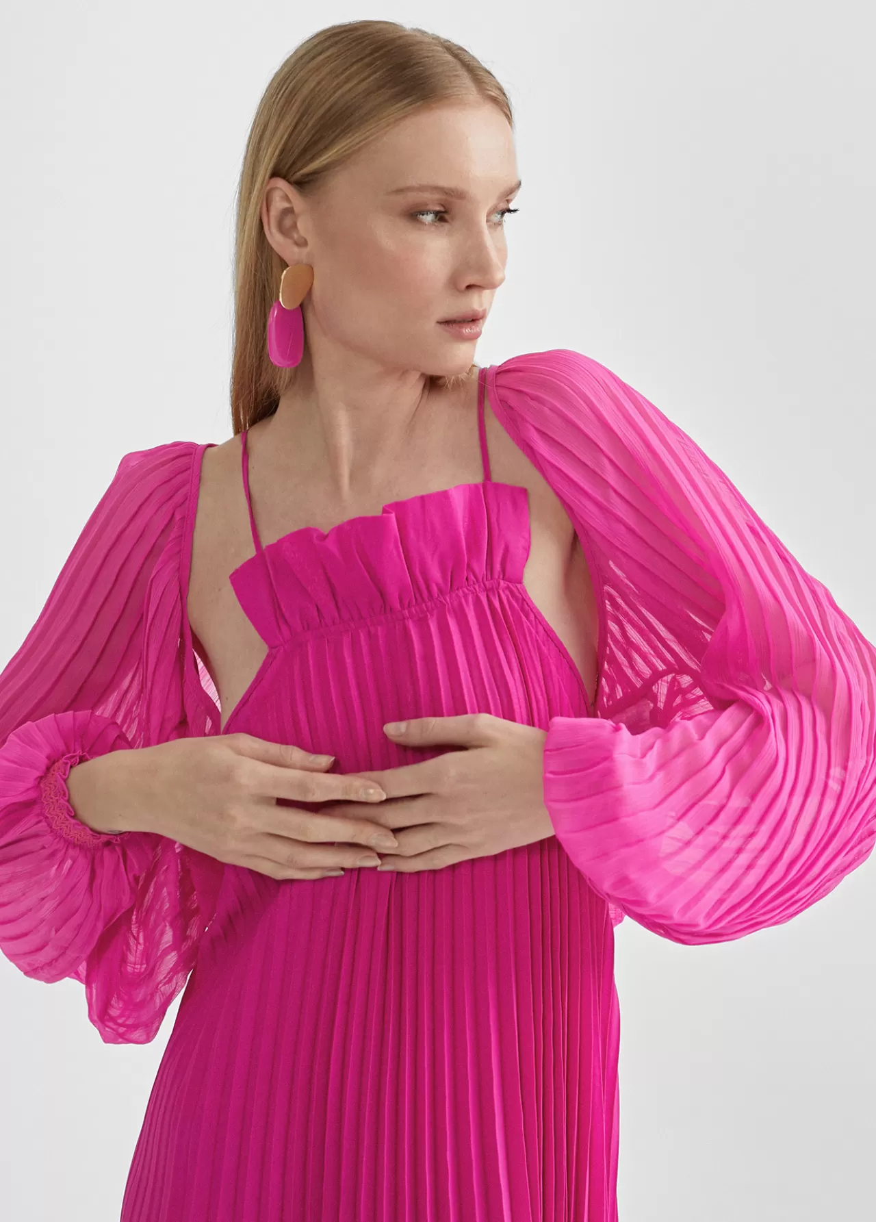 Lola Casademunt Bolero plisado FUCSIA Shop