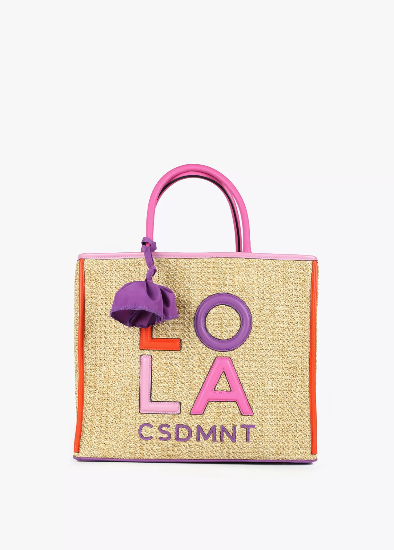 Lola Casademunt Bolso efecto rafia MARRON-LILA Shop