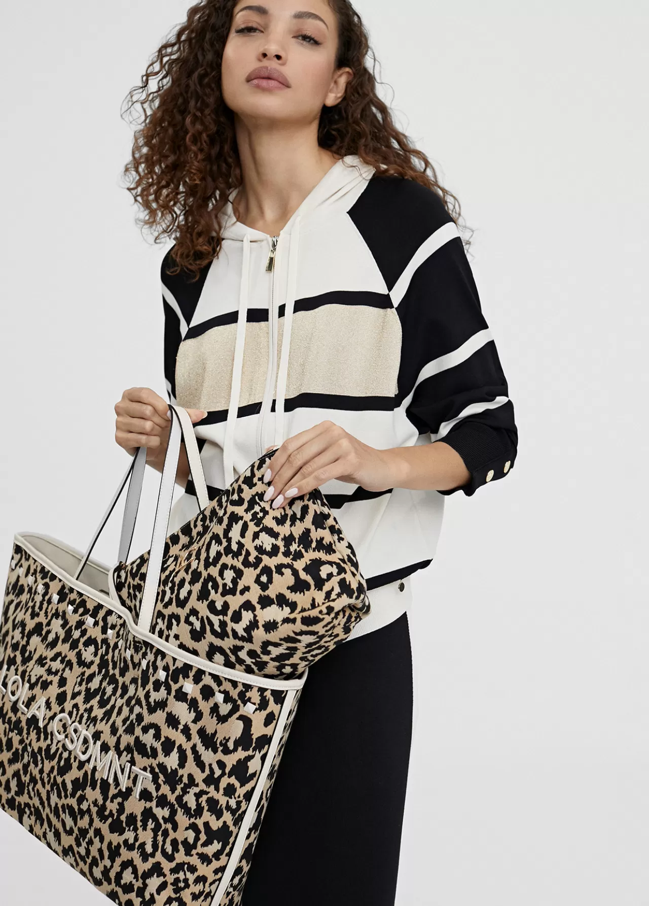 Lola Casademunt Bolso shopper loneta animal print CRUDO-MARRON Fashion