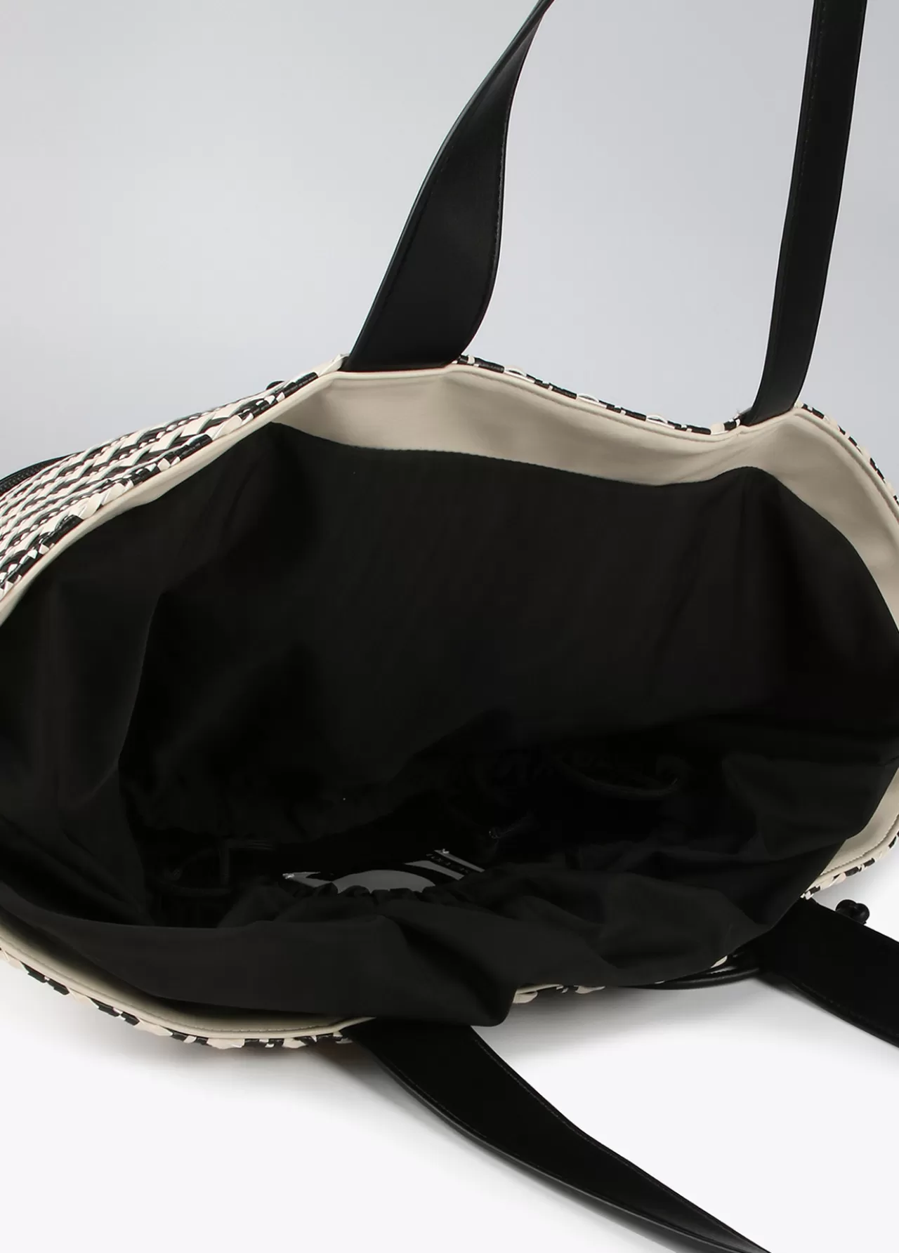 Lola Casademunt Bolso tipo cesta en efecto rafia NEGRO-CRUDO Cheap