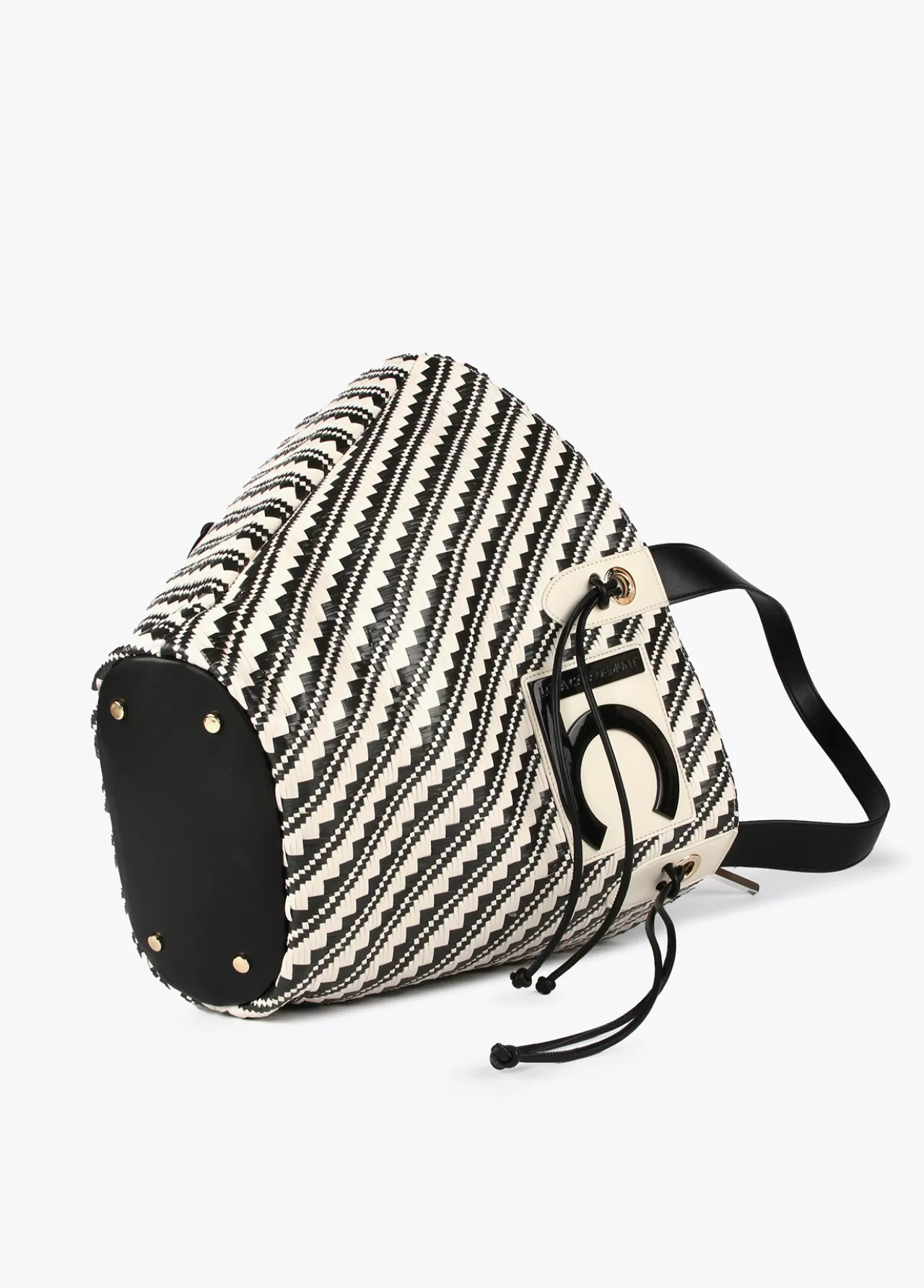 Lola Casademunt Bolso tipo cesta en efecto rafia NEGRO-CRUDO Cheap