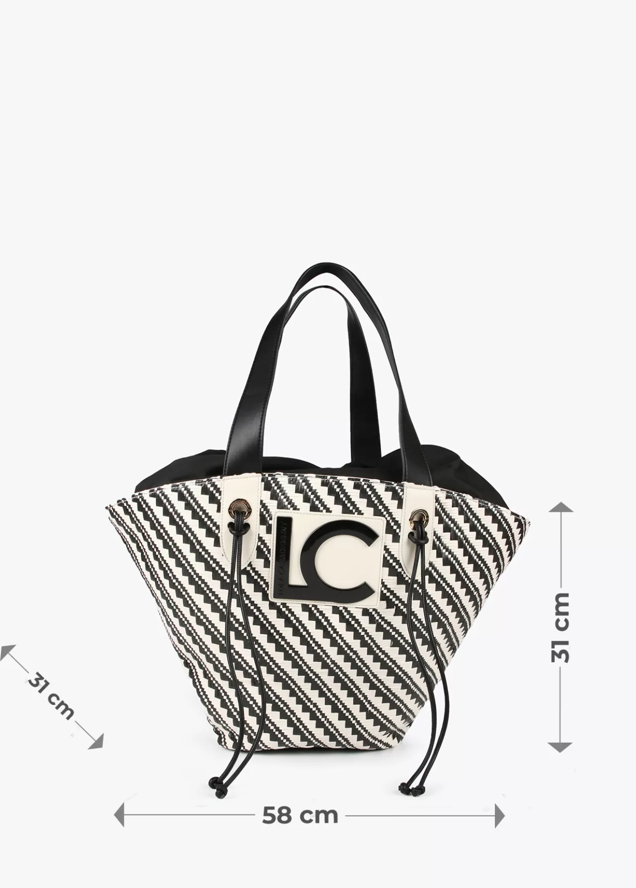 Lola Casademunt Bolso tipo cesta en efecto rafia NEGRO-CRUDO Cheap