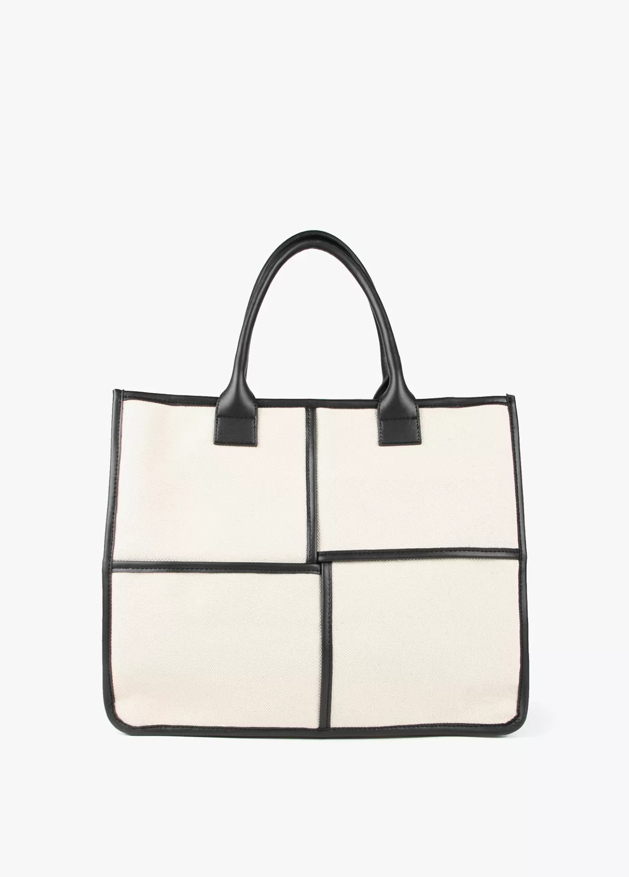 Lola Casademunt Bolso tipo shopper blanco y negro CRUDO-NEGRO Outlet