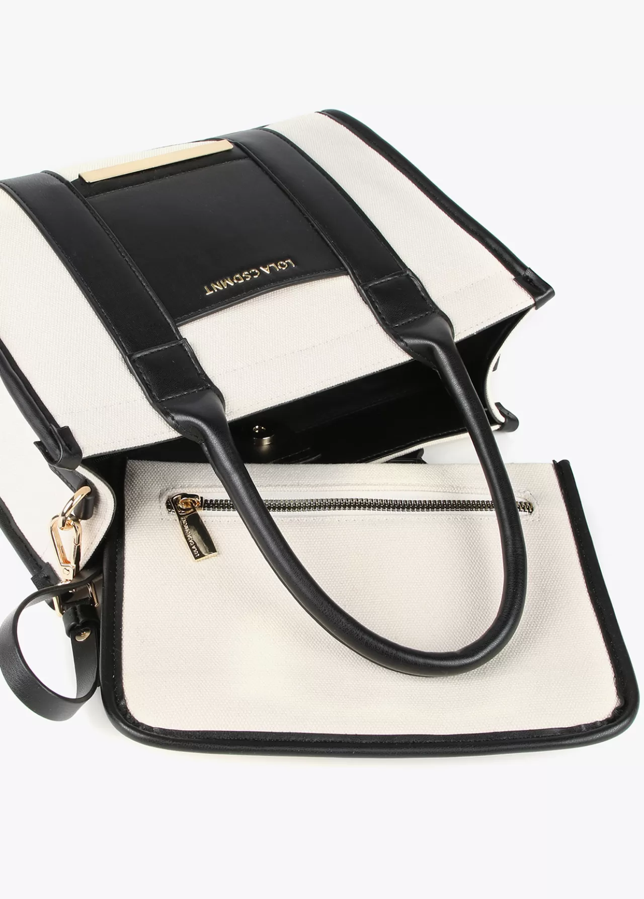 Lola Casademunt Bolso tipo shopper pequeño CRUDO-NEGRO Outlet