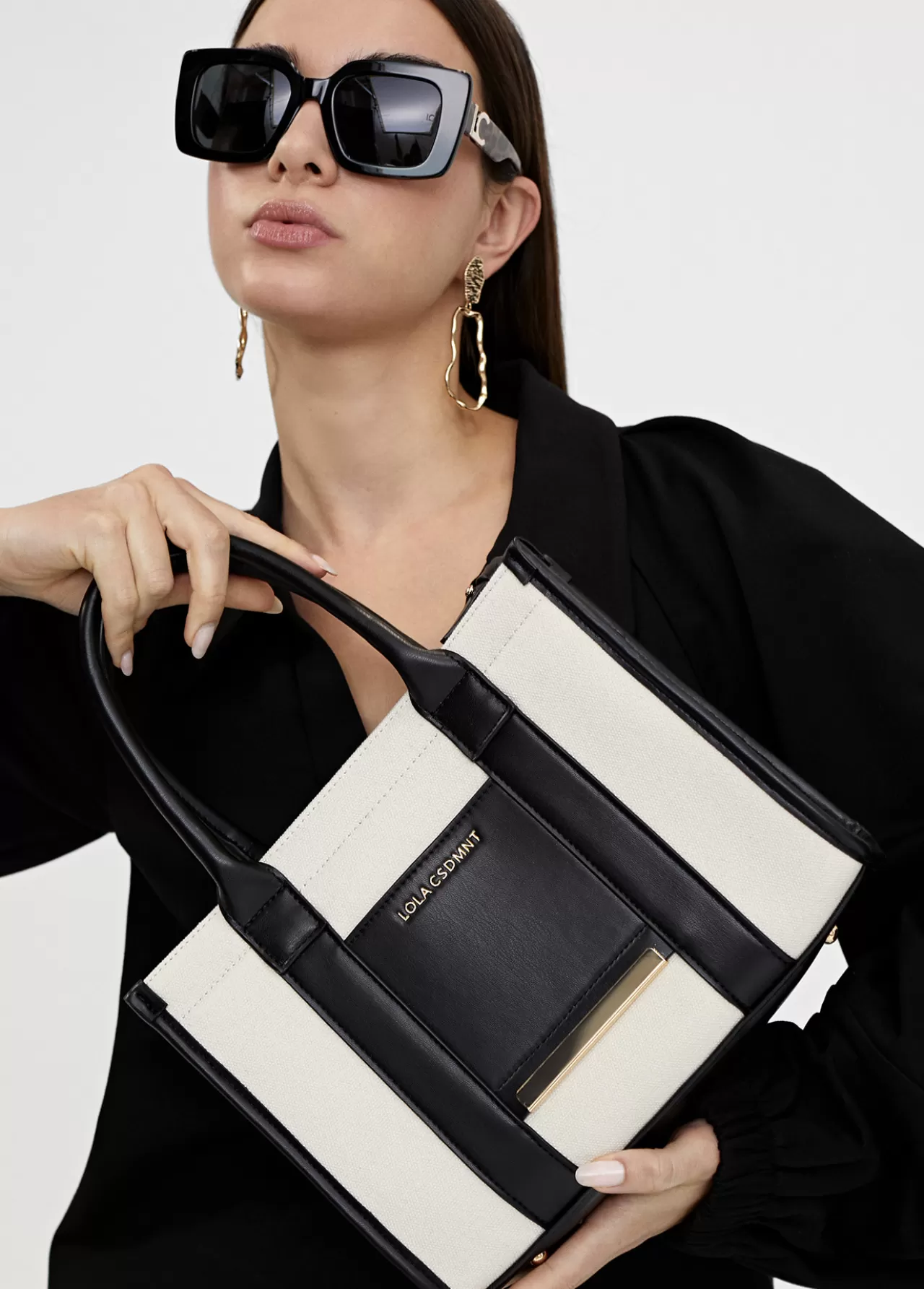 Lola Casademunt Bolso tipo shopper pequeño CRUDO-NEGRO Outlet