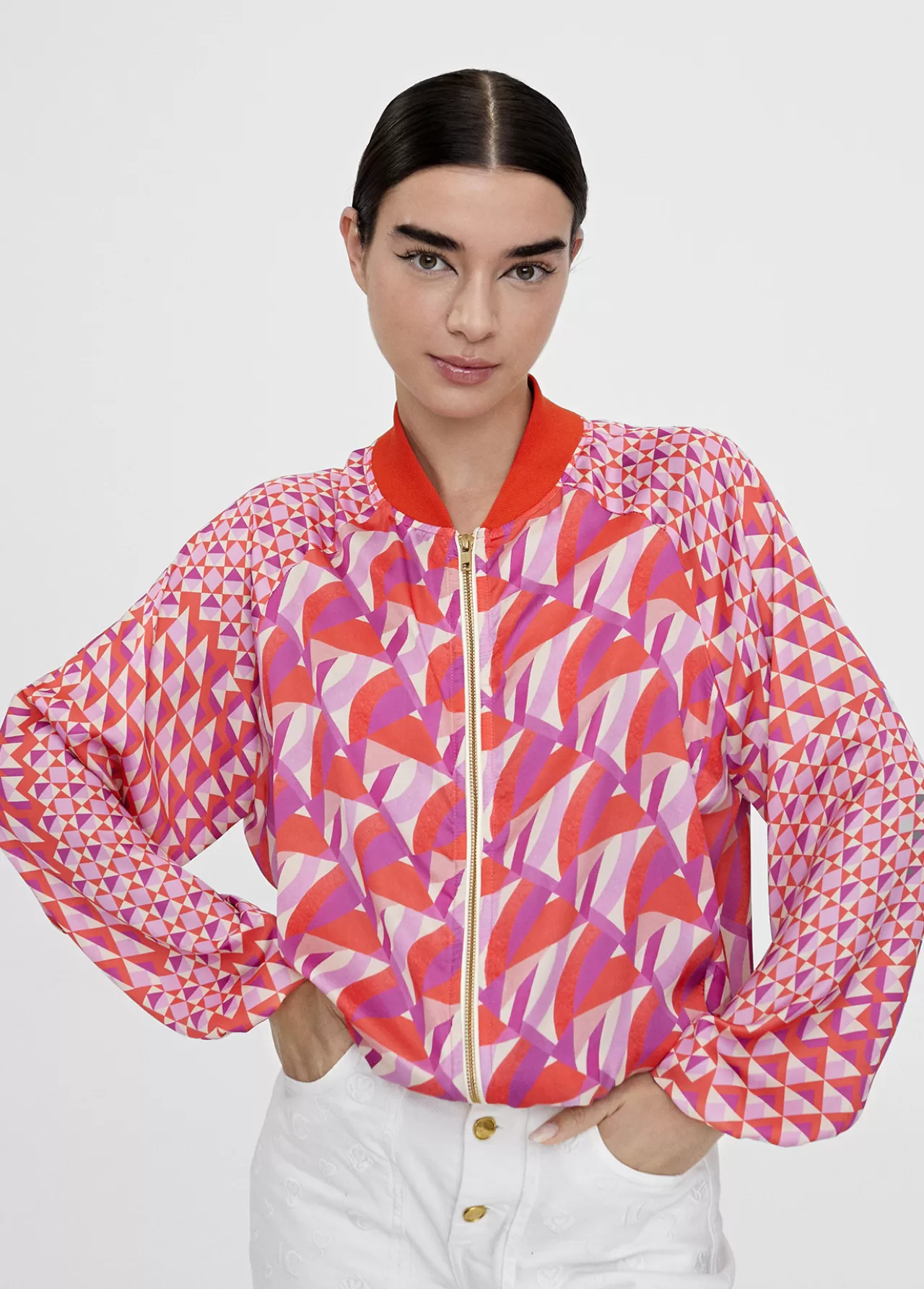 Lola Casademunt Bomber estampada multicolor ROJO-LILA Best Sale