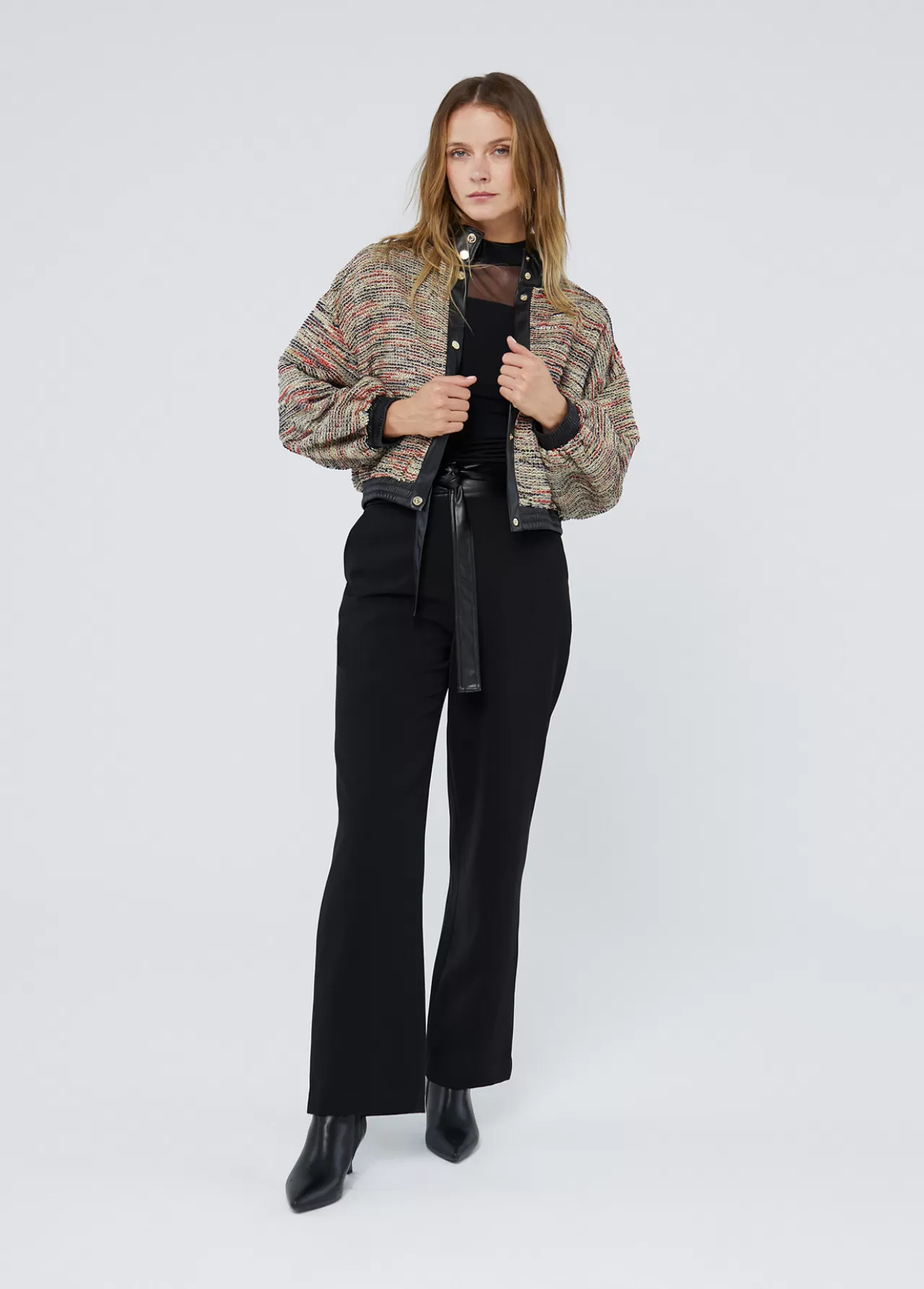 Lola Casademunt Bomber tweed NEGRO-NARANJA Shop