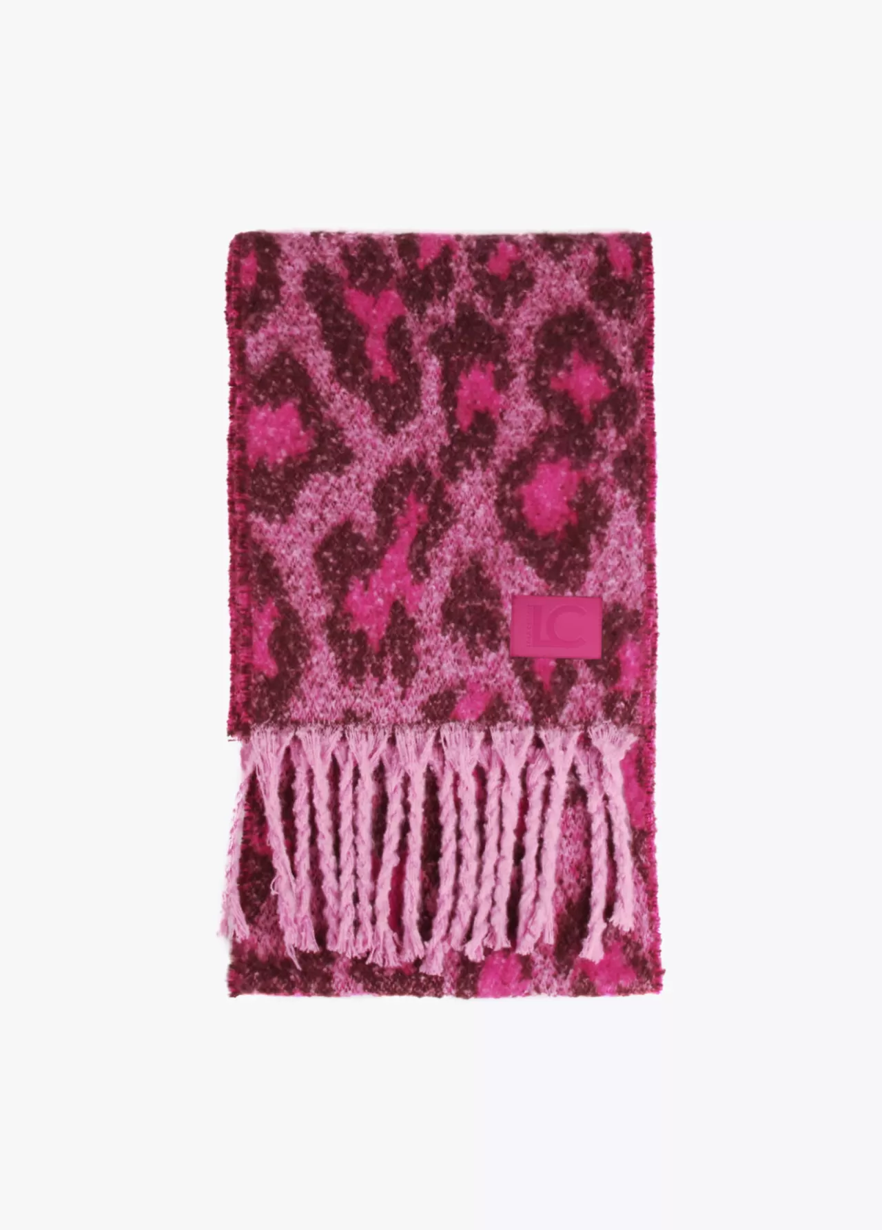 Lola Casademunt Bufanda animal print y flecos ROJO-ROSA Online