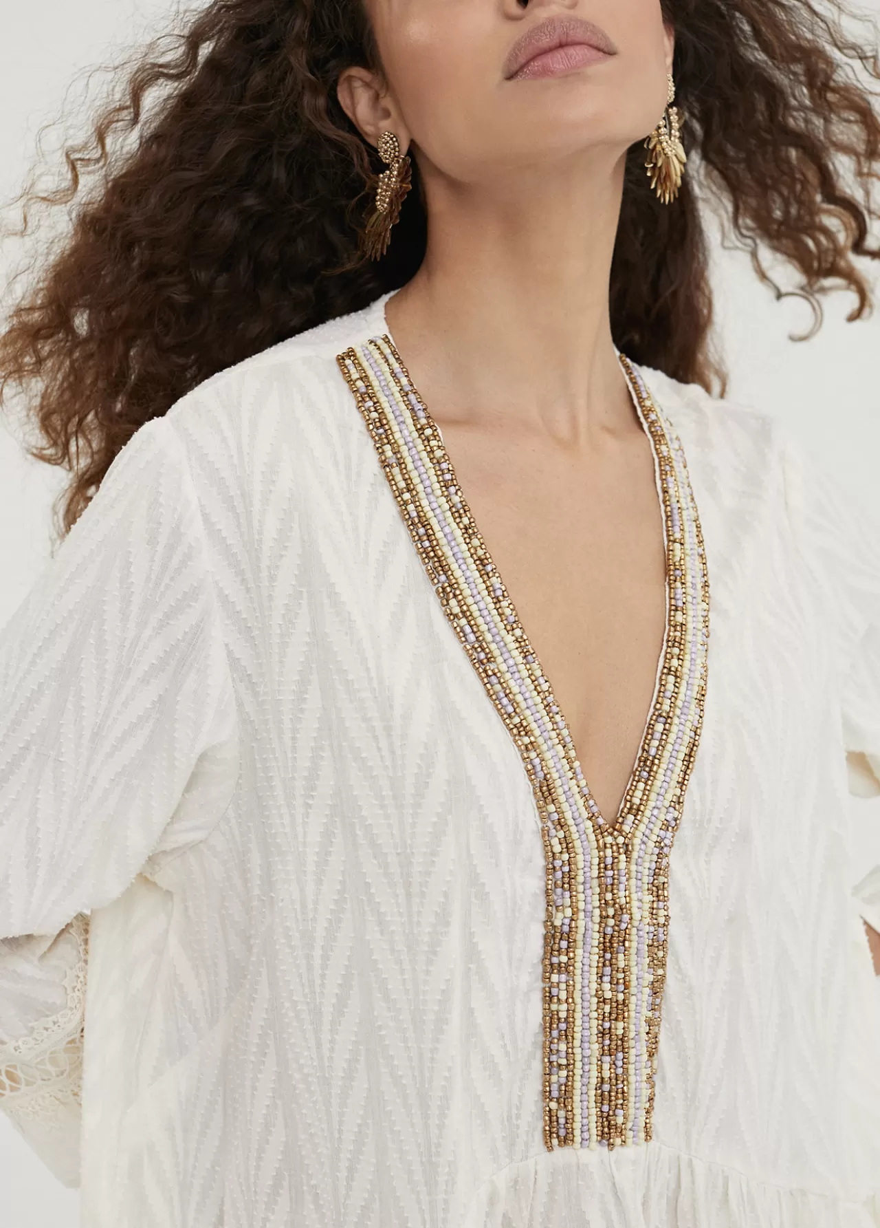 Lola Casademunt Caftan  corto de volantes BLANCO Fashion