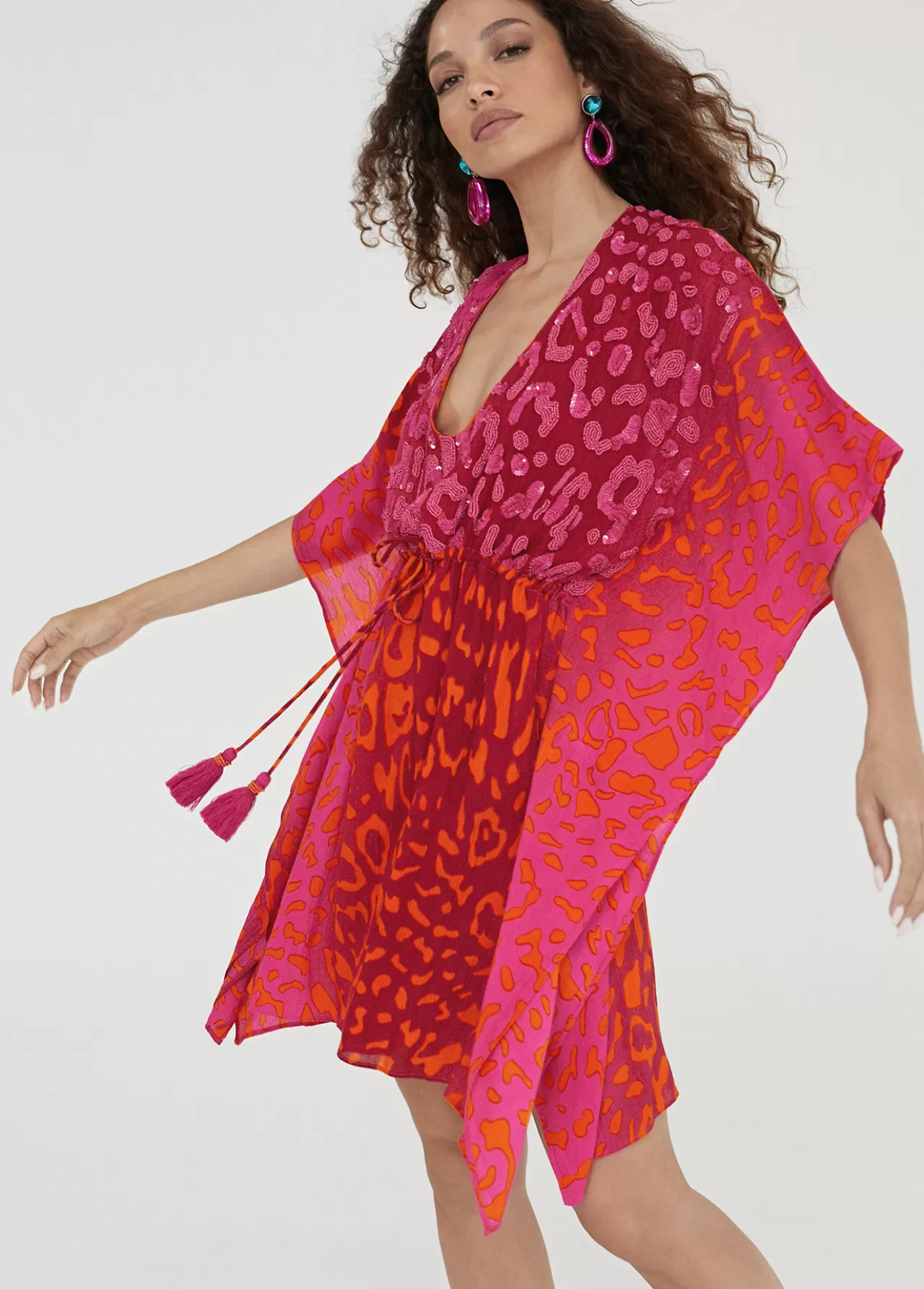 Lola Casademunt Caftan corto print animal ROSA Best