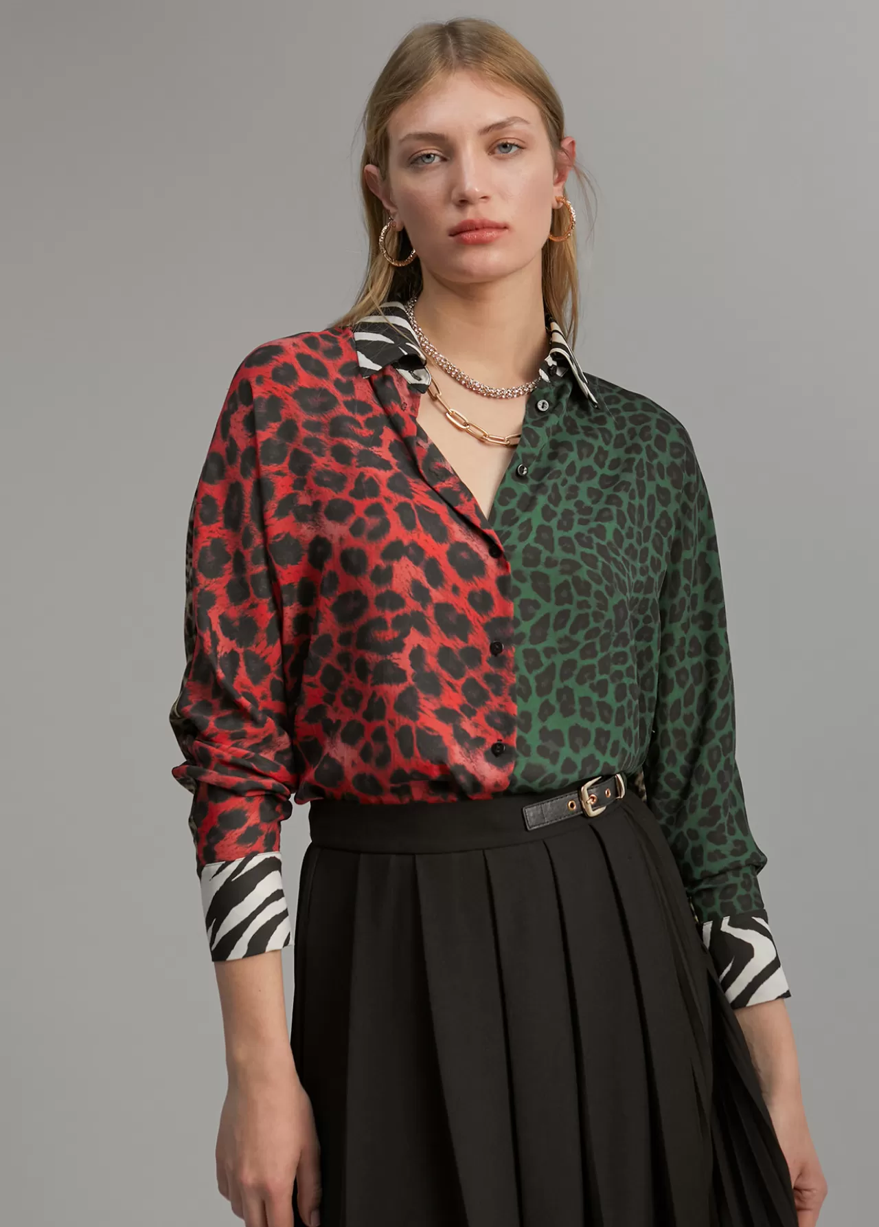 Lola Casademunt Camisa animal print combinada ROJO-VERDE Best