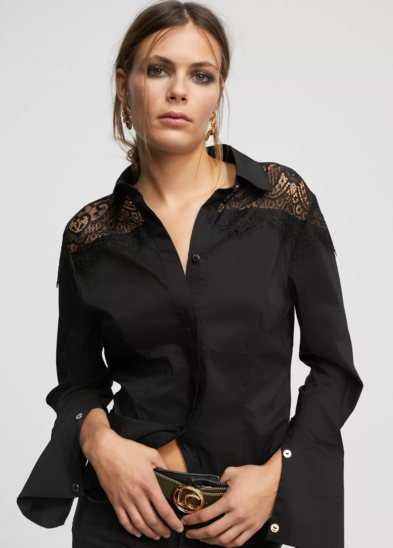 Lola Casademunt Camisa con encaje NEGRO Cheap