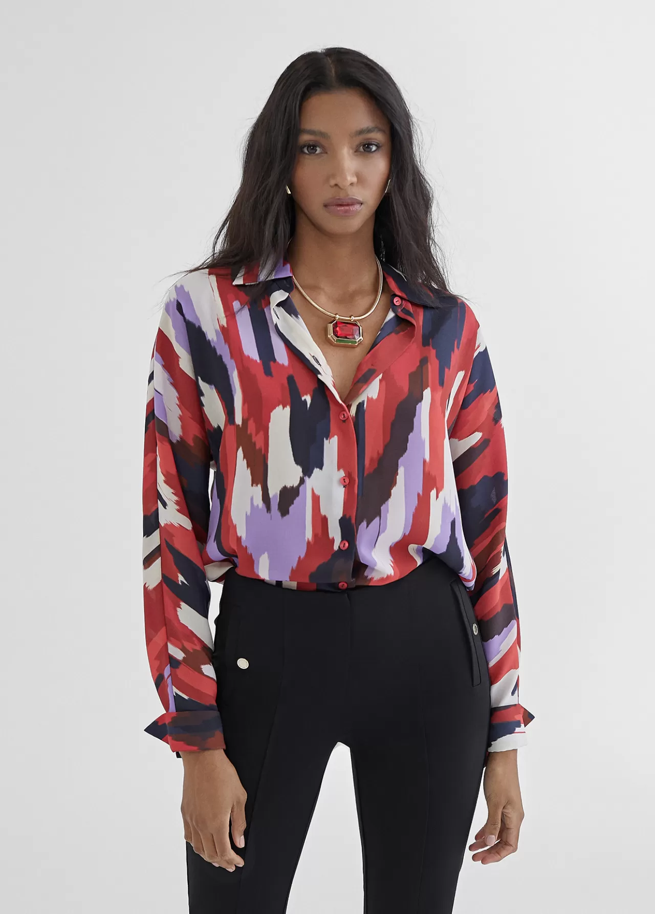 Lola Casademunt Camisa estampada LILA-ROJO Hot