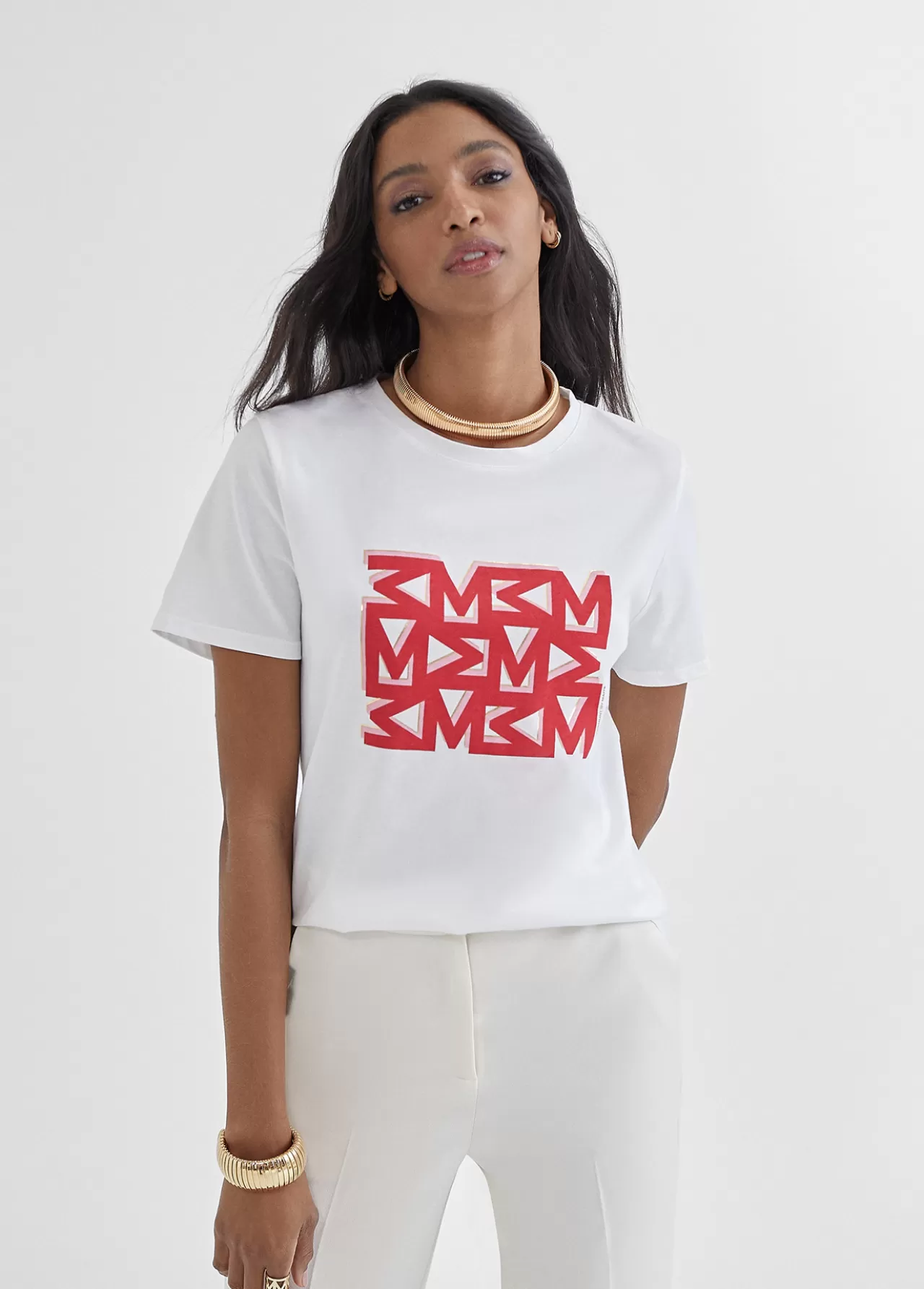 Lola Casademunt Camiseta estampado M BLANCO-ROJO Sale