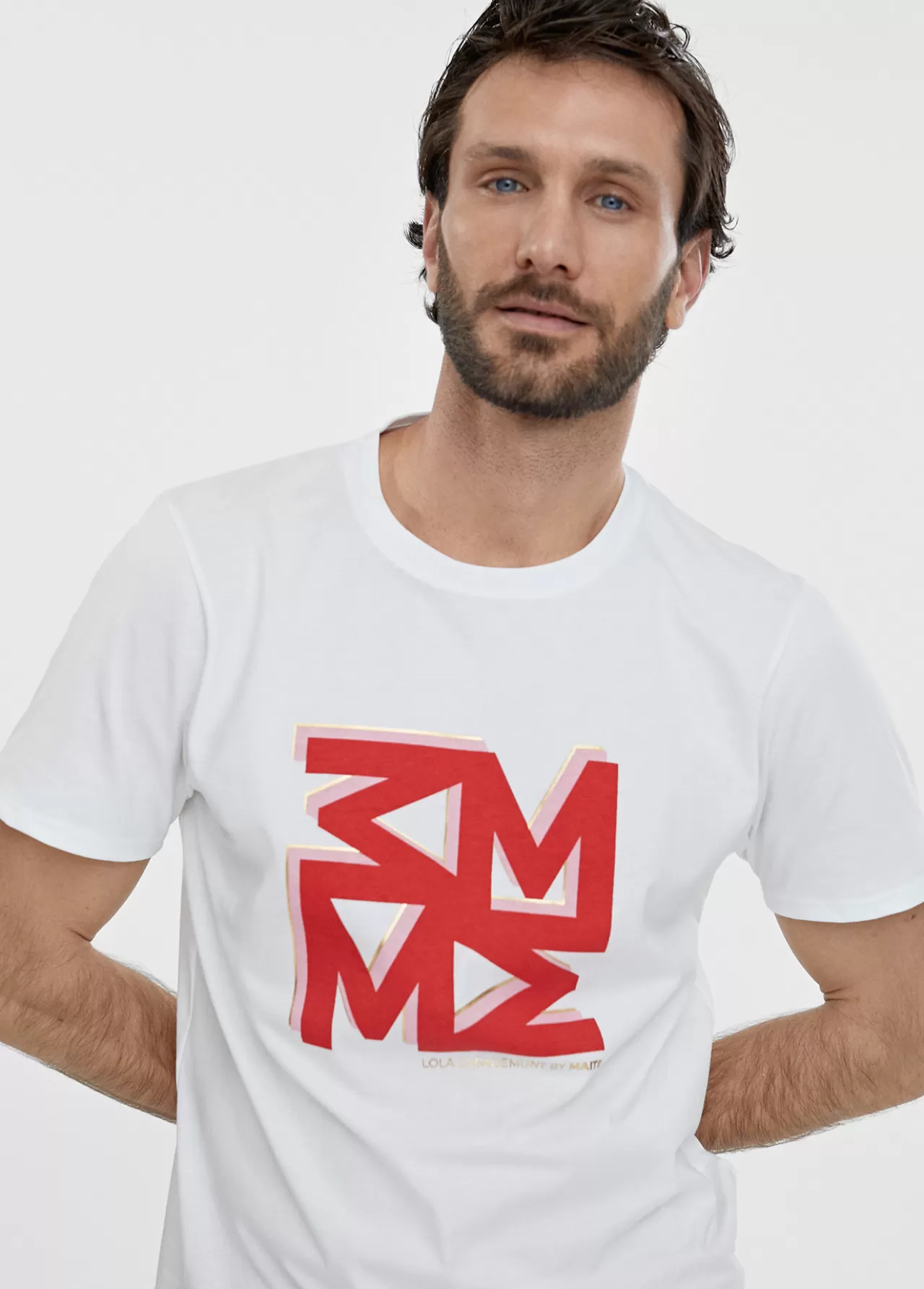 Lola Casademunt Camiseta hombre BLANCO-ROJO Outlet