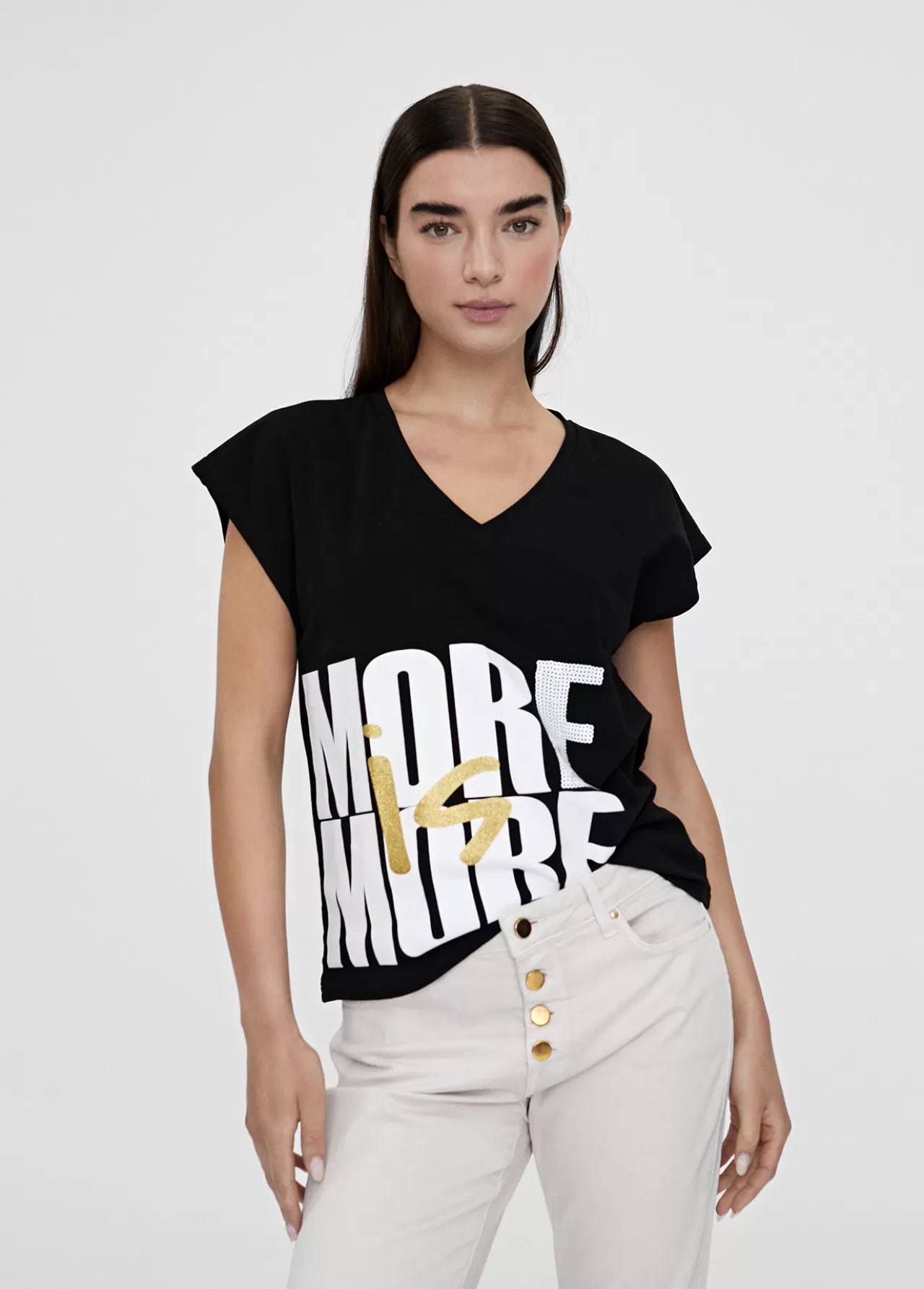 Lola Casademunt Camiseta more is more NEGRO-BLANCO Best