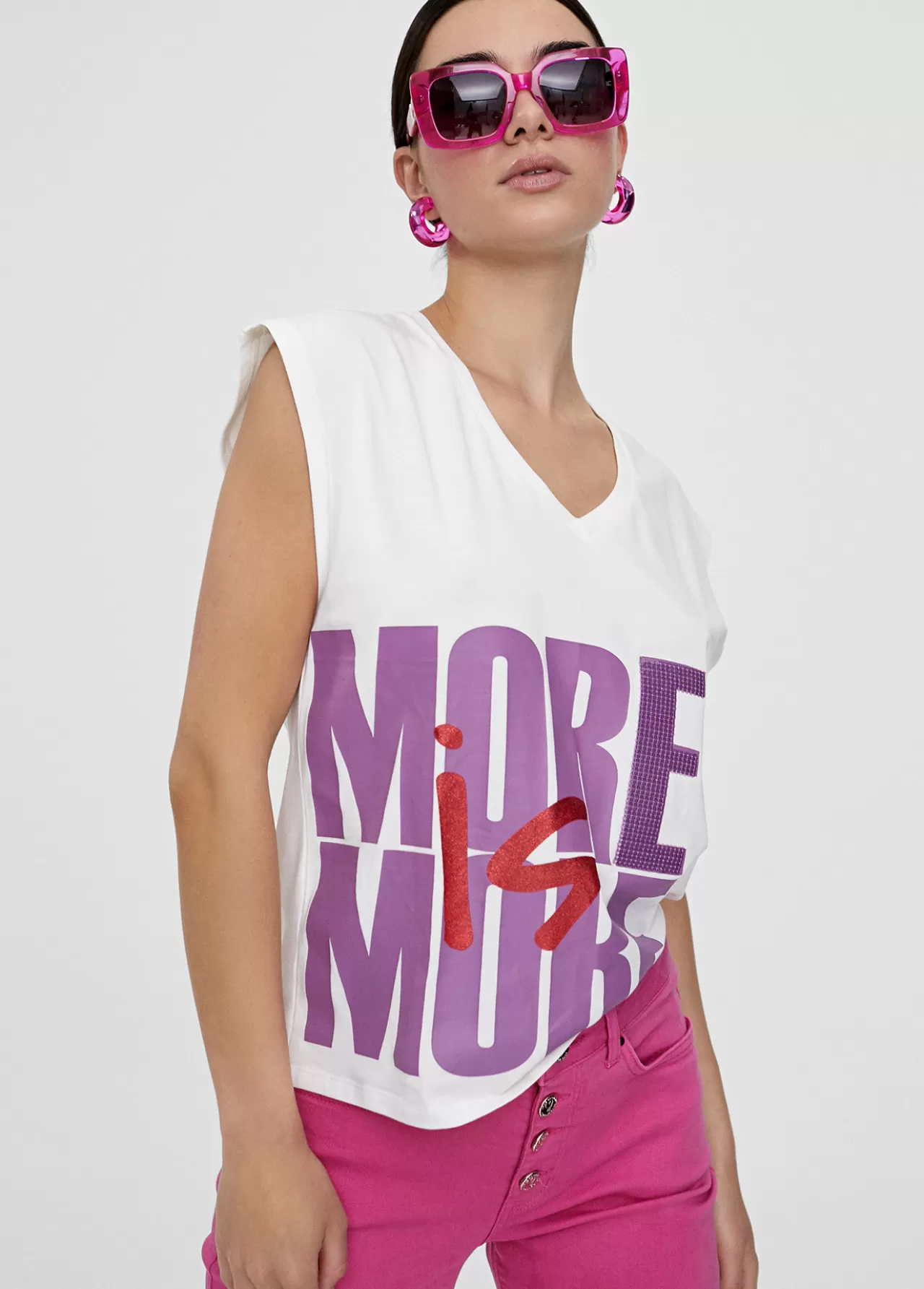 Lola Casademunt Camiseta more is more BLANCO-ROSA Discount