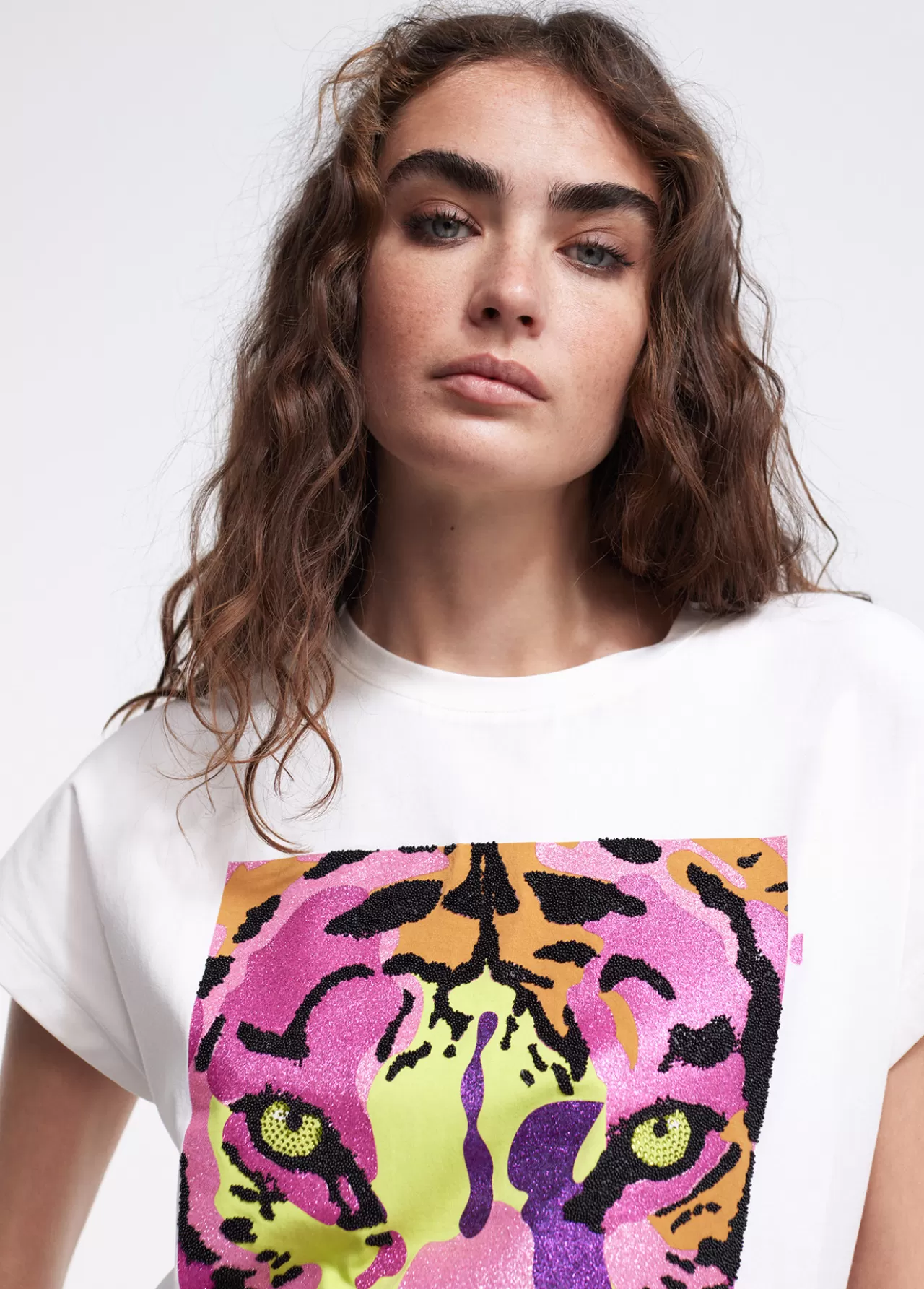 Lola Casademunt Camiseta tigre multicolor BLANCO Best