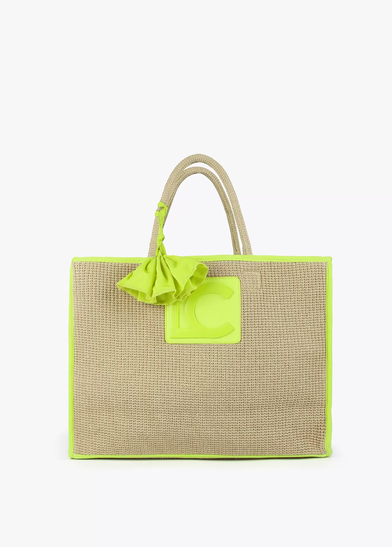 Lola Casademunt Capazo con ribetes color fluor MARRON-NEGRO Discount