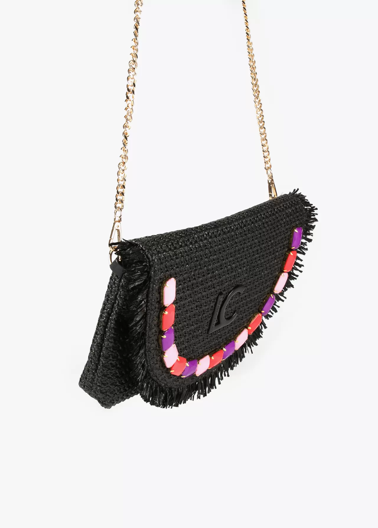 Lola Casademunt Cartera de mano con piedras de color NEGRO-ROSA Cheap