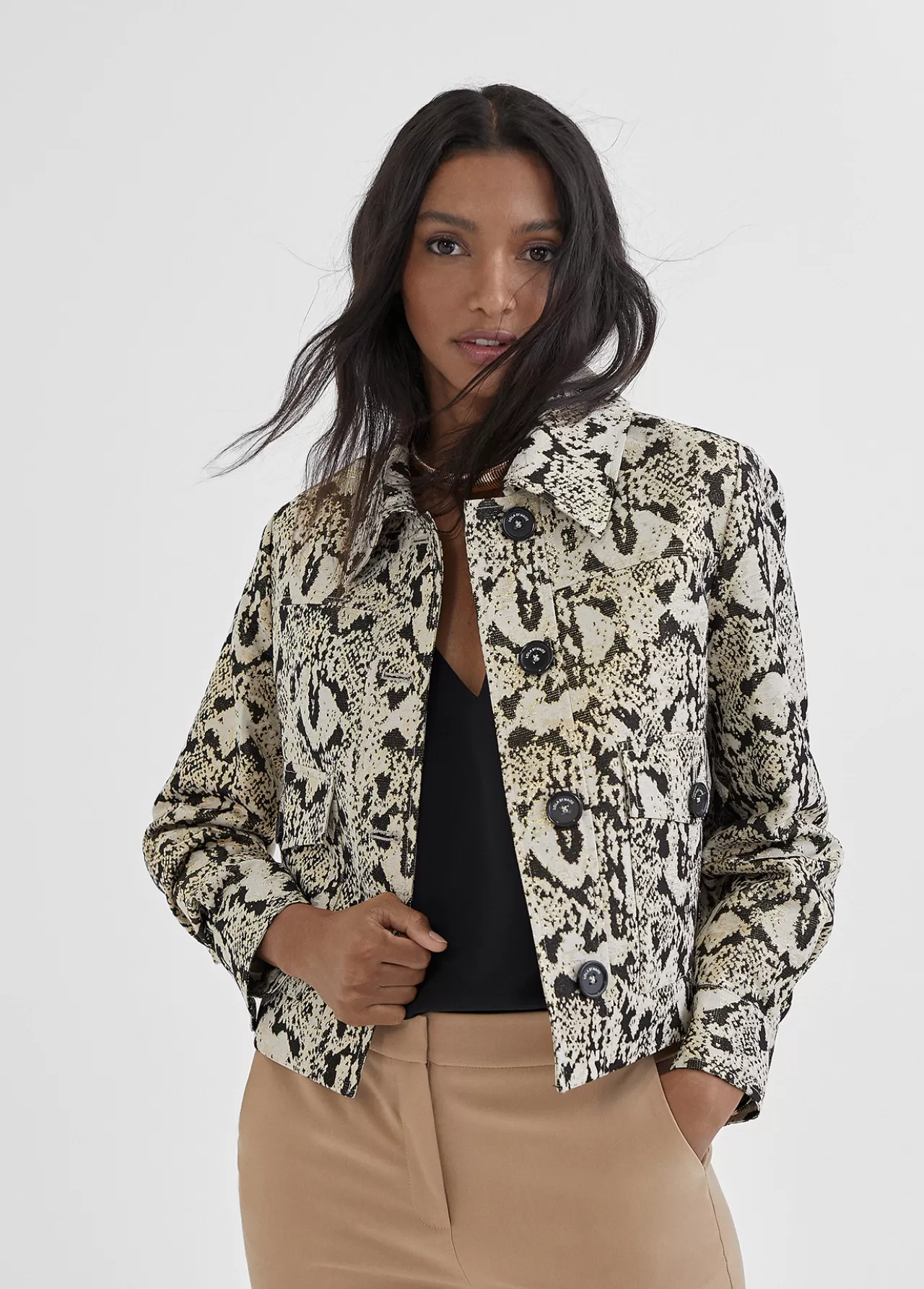 Lola Casademunt Chaqueta corta animal print NEGRO-MARRON Store