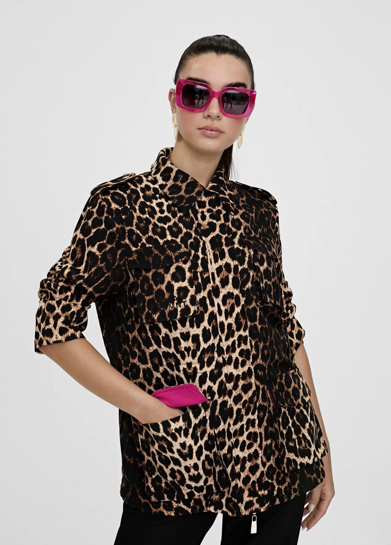 Lola Casademunt Chaqueta en print animal NEGRO-MARRON New