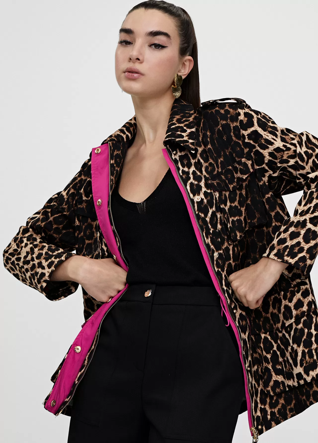 Lola Casademunt Chaqueta en print animal NEGRO-MARRON New