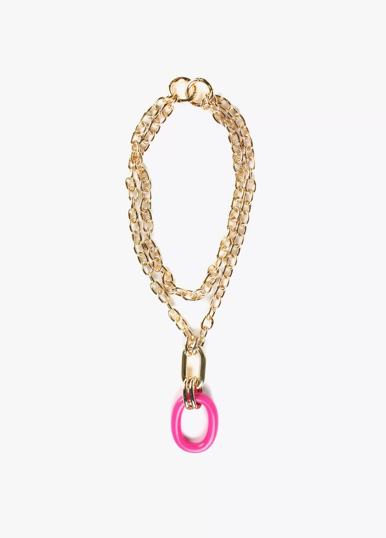 Lola Casademunt Collar doble cadena y colgante FUCSIA Online