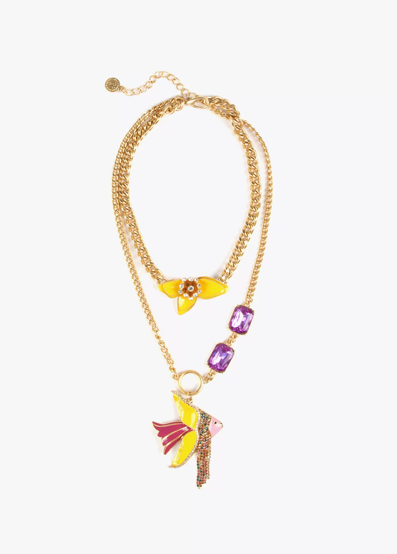 Lola Casademunt Collar multicadena con colgante LILA-AMARILLO Sale