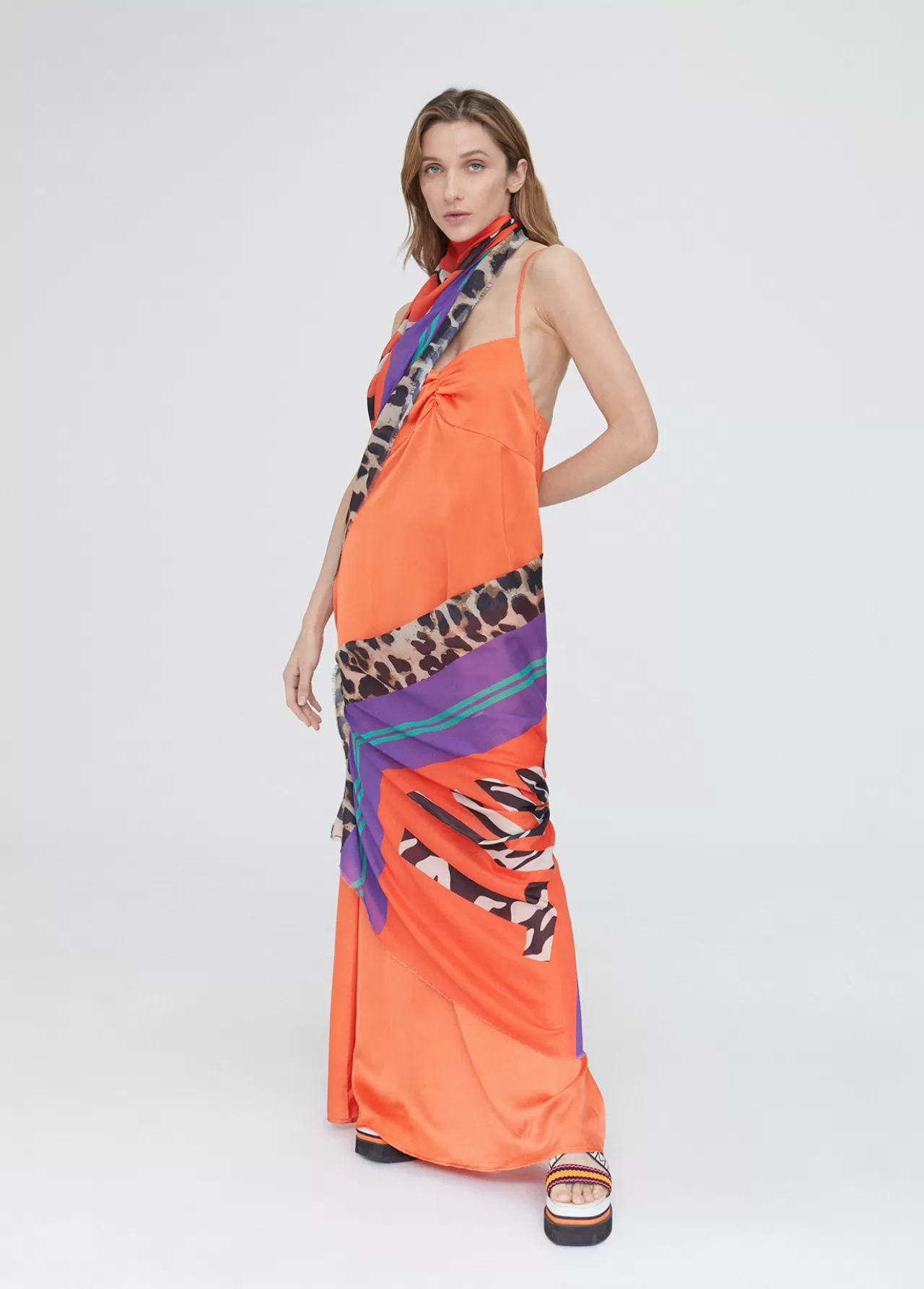 Lola Casademunt Fulard leopardo y letras zebra NARANJA-LILA Store