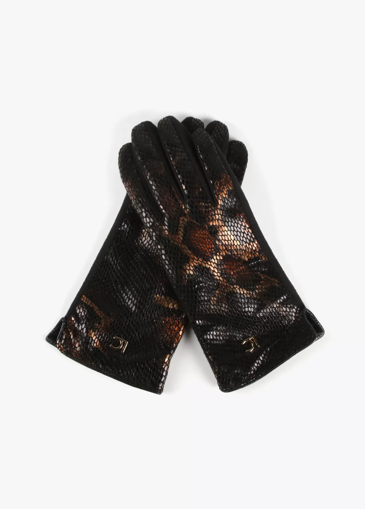 Lola Casademunt Guantes animal print metalizado MARRON-NEGRO Best Sale