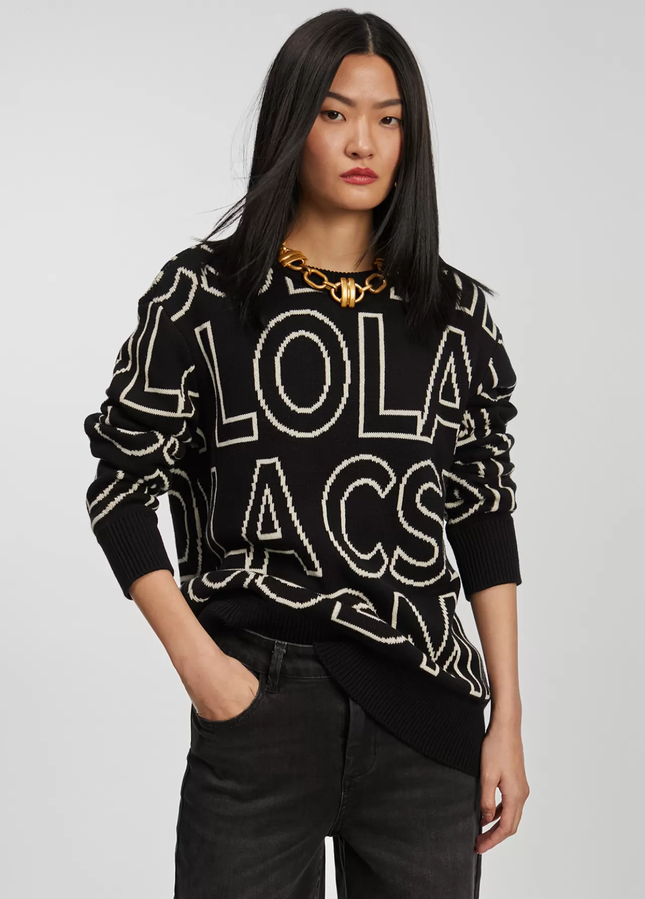 Lola Casademunt Jersey de punto letras NEGRO-BLANCO Cheap