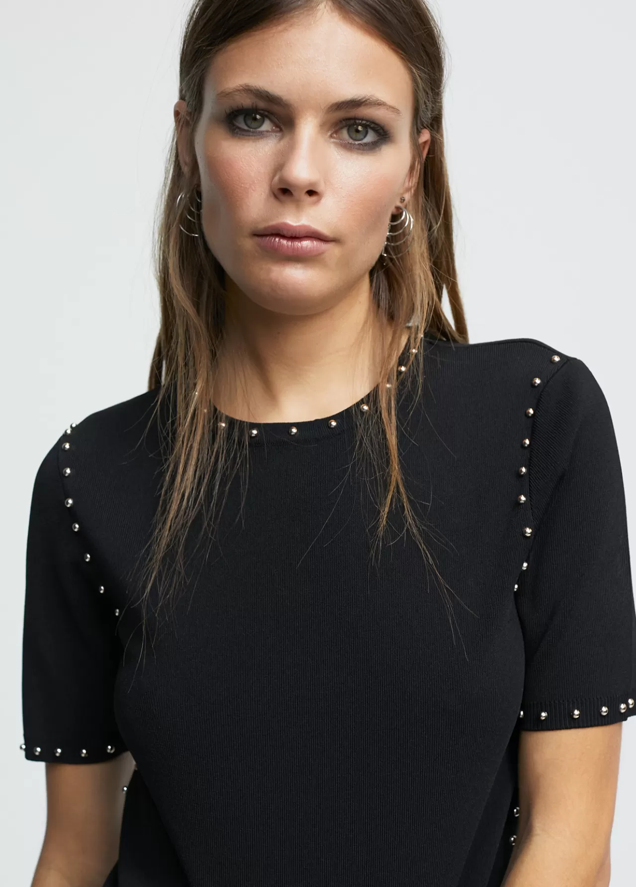 Lola Casademunt Jersey de punto tachas NEGRO Shop