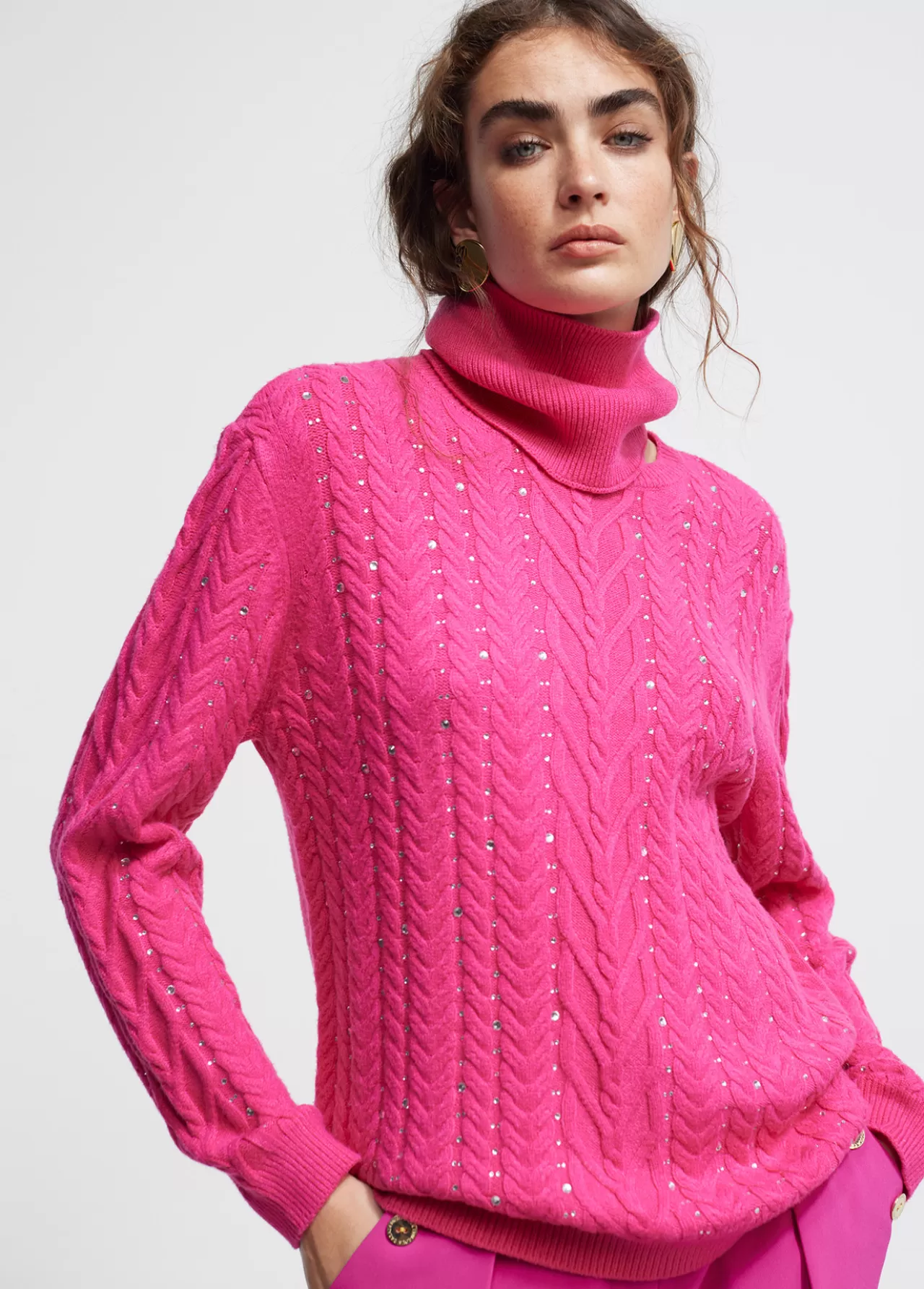 Lola Casademunt Jersey detalle strass FUCSIA Online