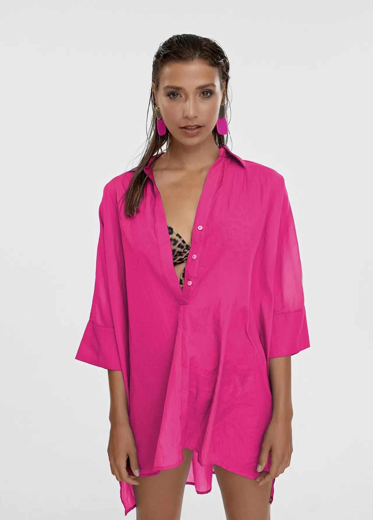 Lola Casademunt Kaftan corto kimono FUCSIA Sale