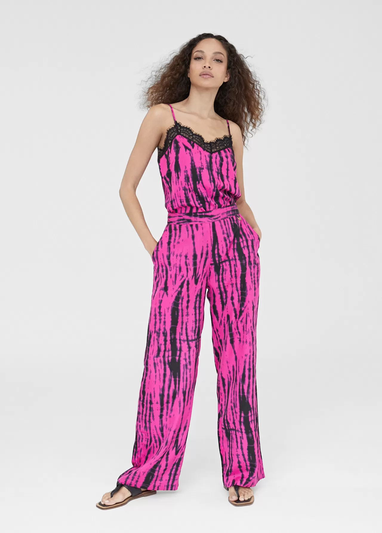 Lola Casademunt Pantalón ancho bicolor ROSA-NEGRO Shop