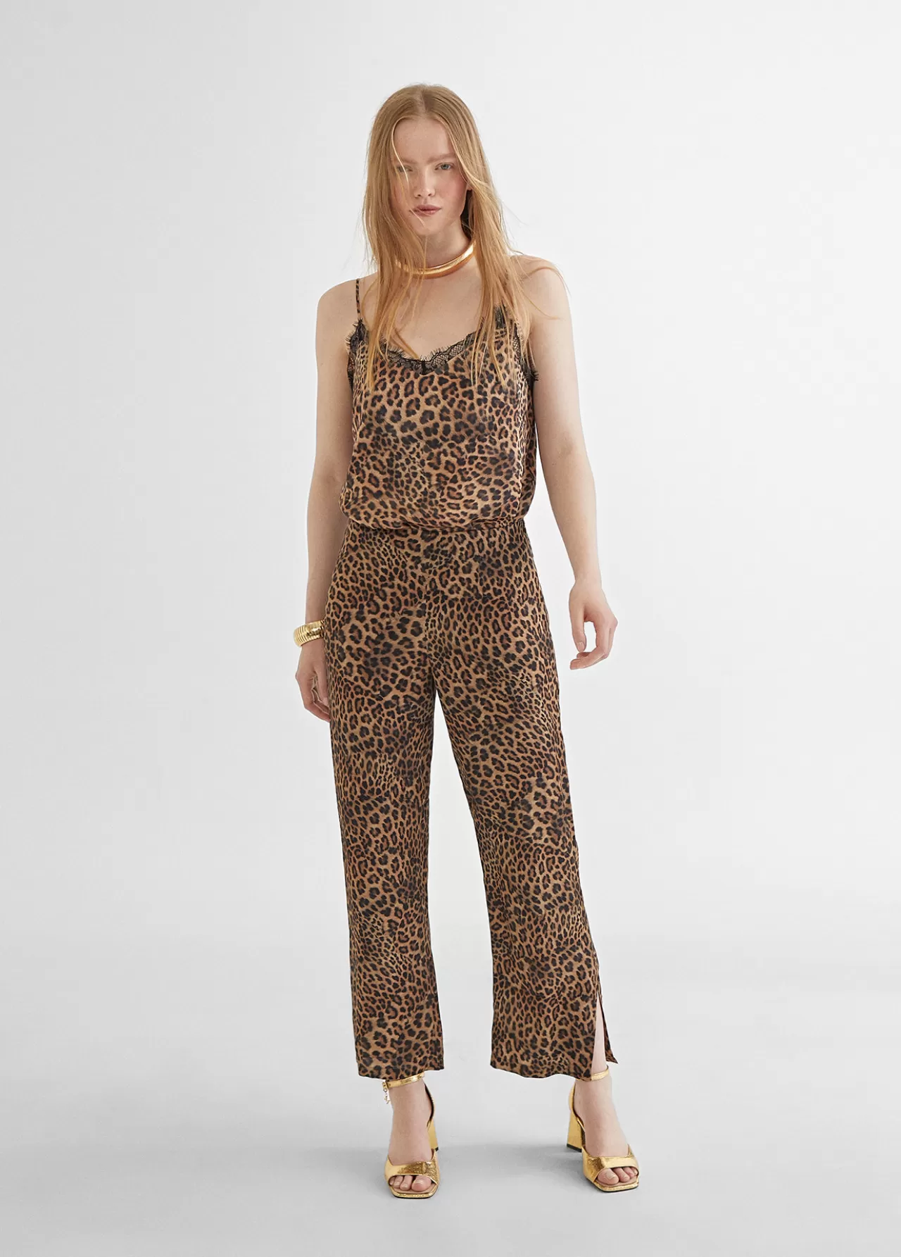 Lola Casademunt Pantalón culotte animal print MARRON-NEGRO Sale