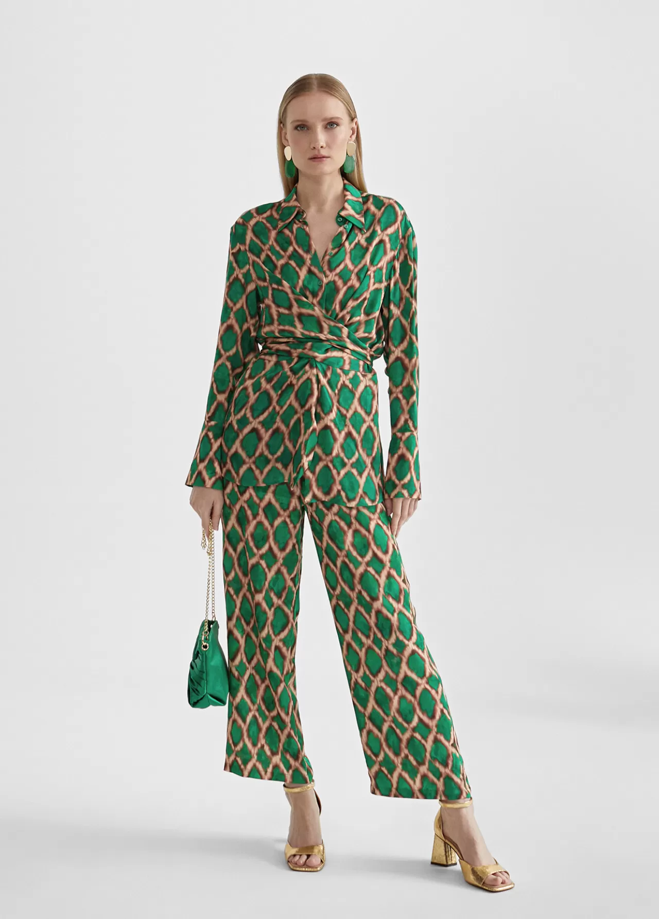 Lola Casademunt Pantalón culotte estampado VERDE-MARRON Store