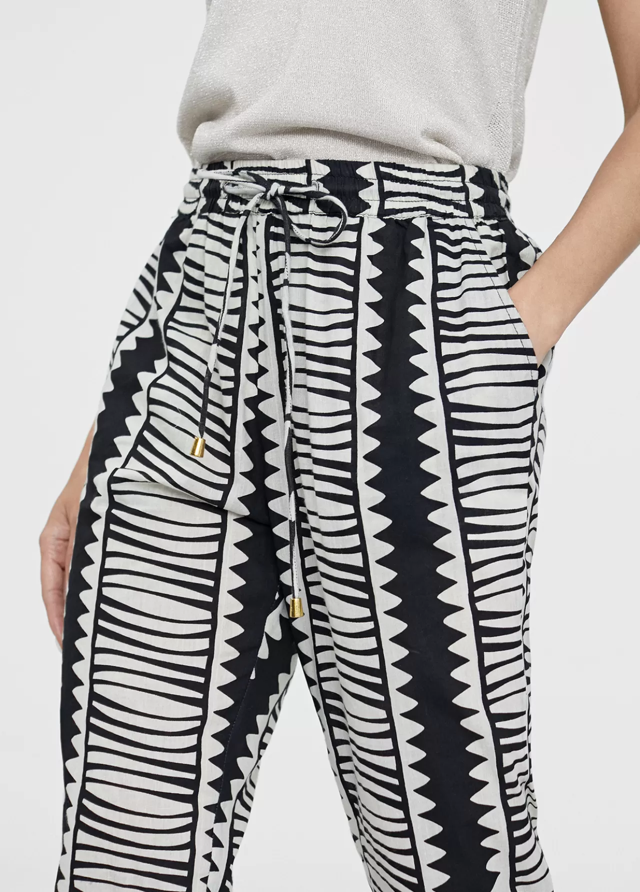 Lola Casademunt Pantalón jogging bicolor NEGRO-BLANCO Discount