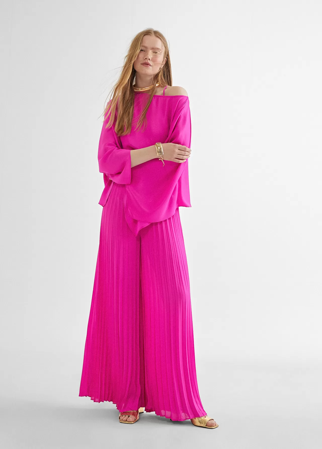 Lola Casademunt Pantalón plisado FUCSIA Best Sale