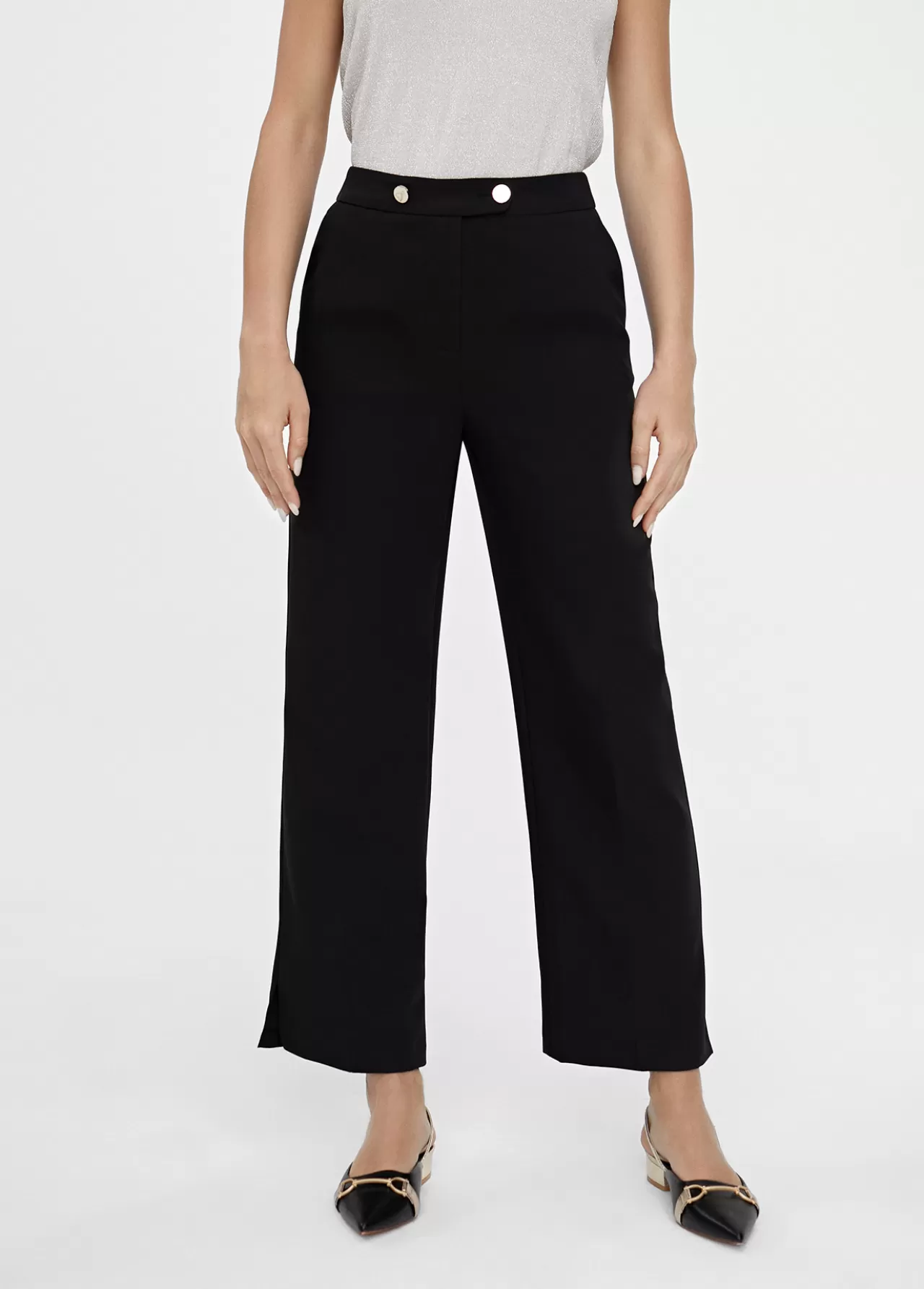 Lola Casademunt Pantalón recto detalle botón NEGRO Outlet