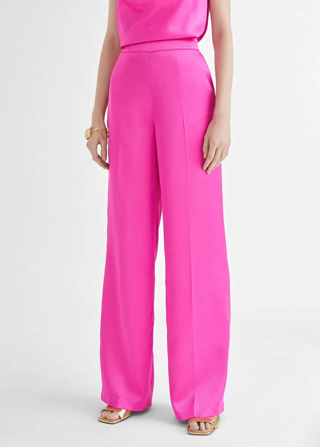 Lola Casademunt Pantalón recto satinado FUCSIA Store